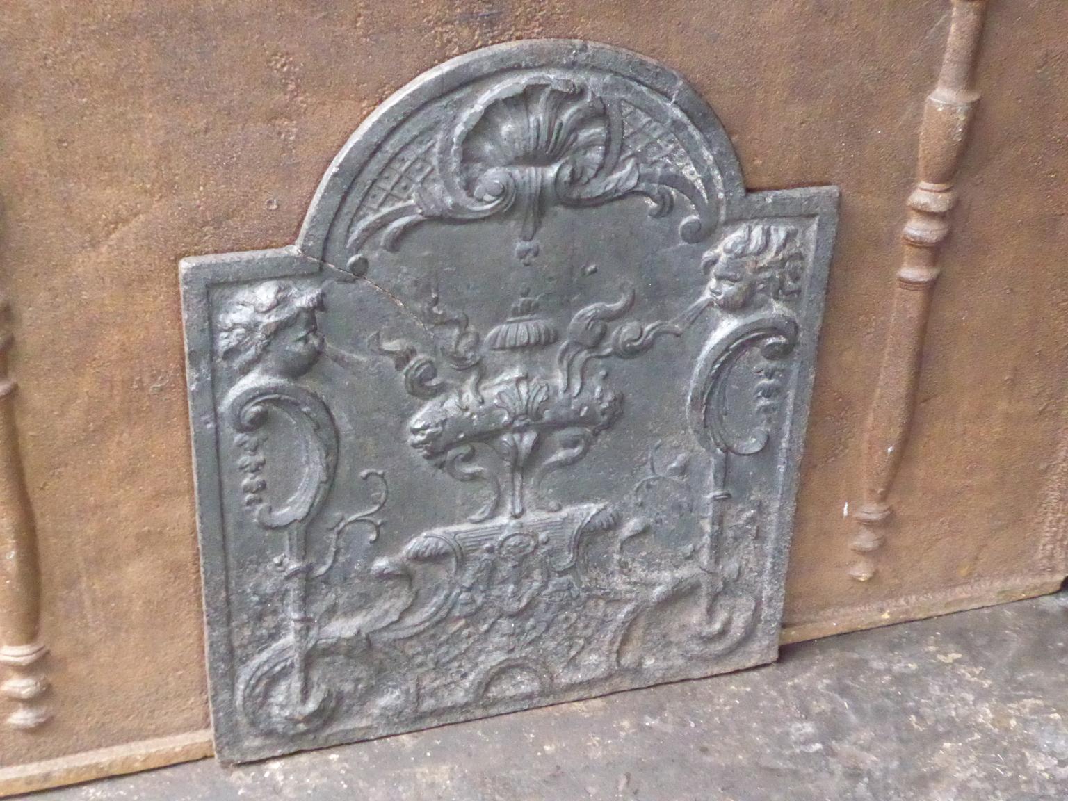 Cast Antique French Louis XV Fireback, 18th Century