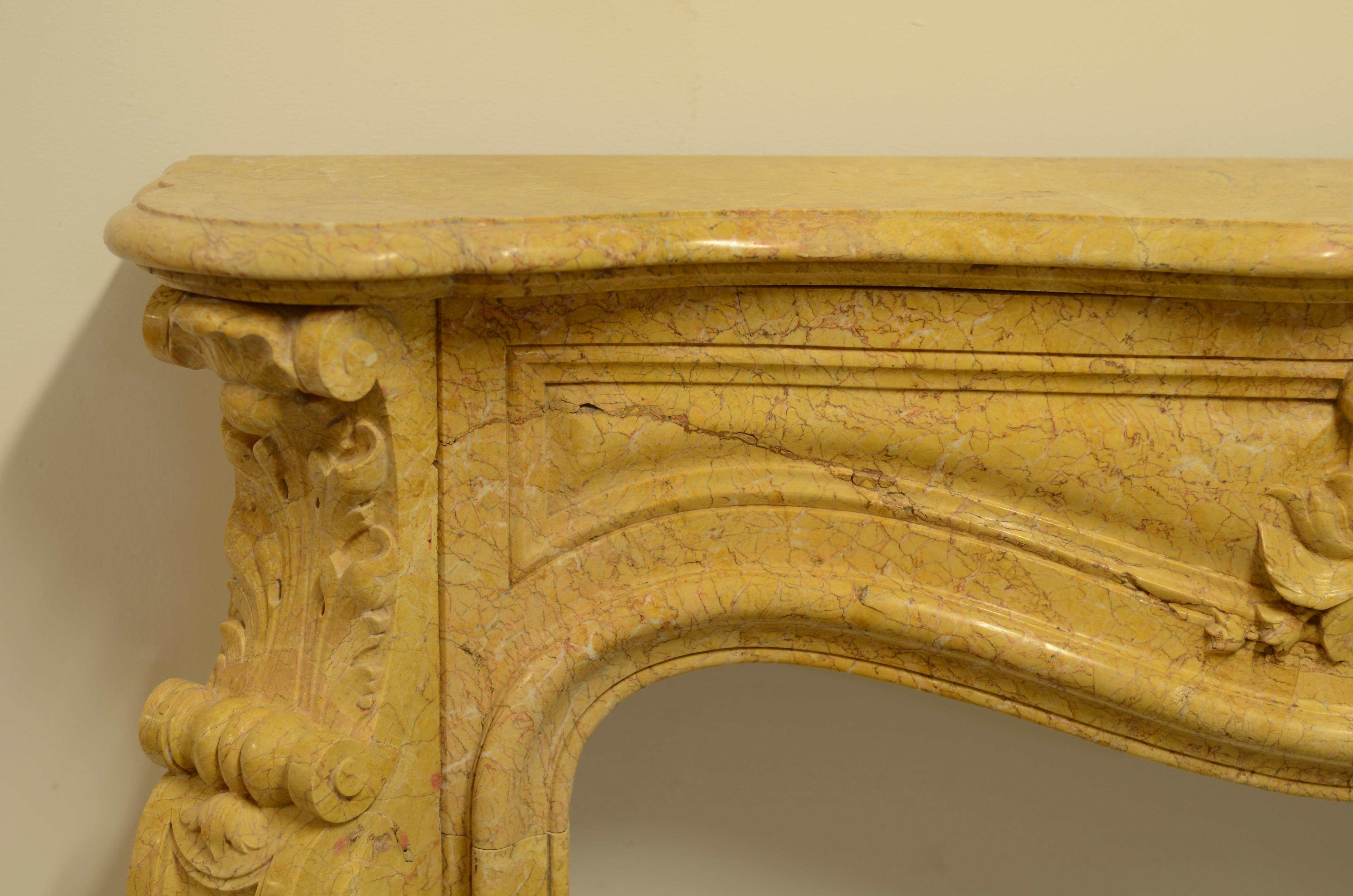 Antique French Louis XV Fireplace Mantel, 19th Century 8