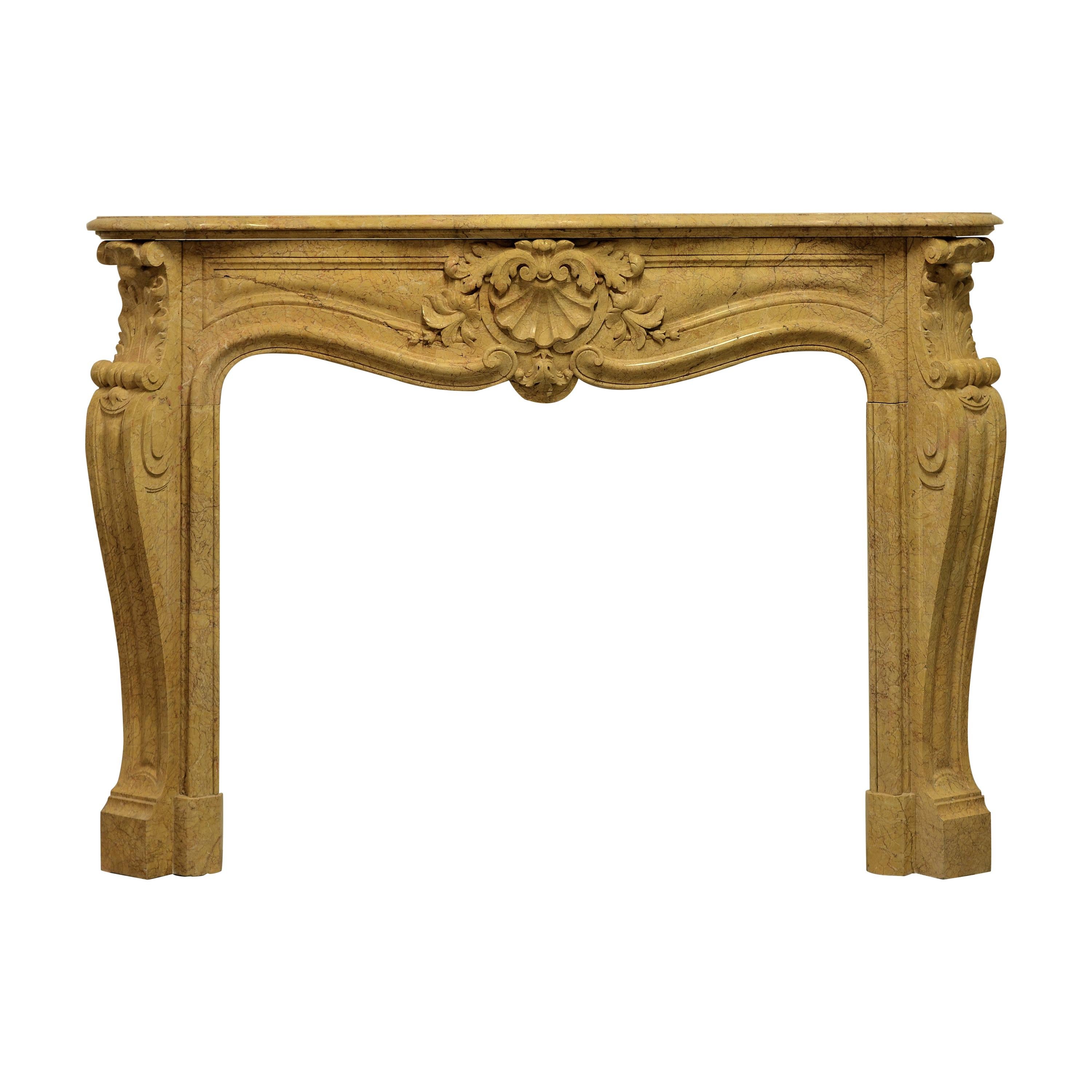 Antique French Louis XV Fireplace Mantel, 19th Century