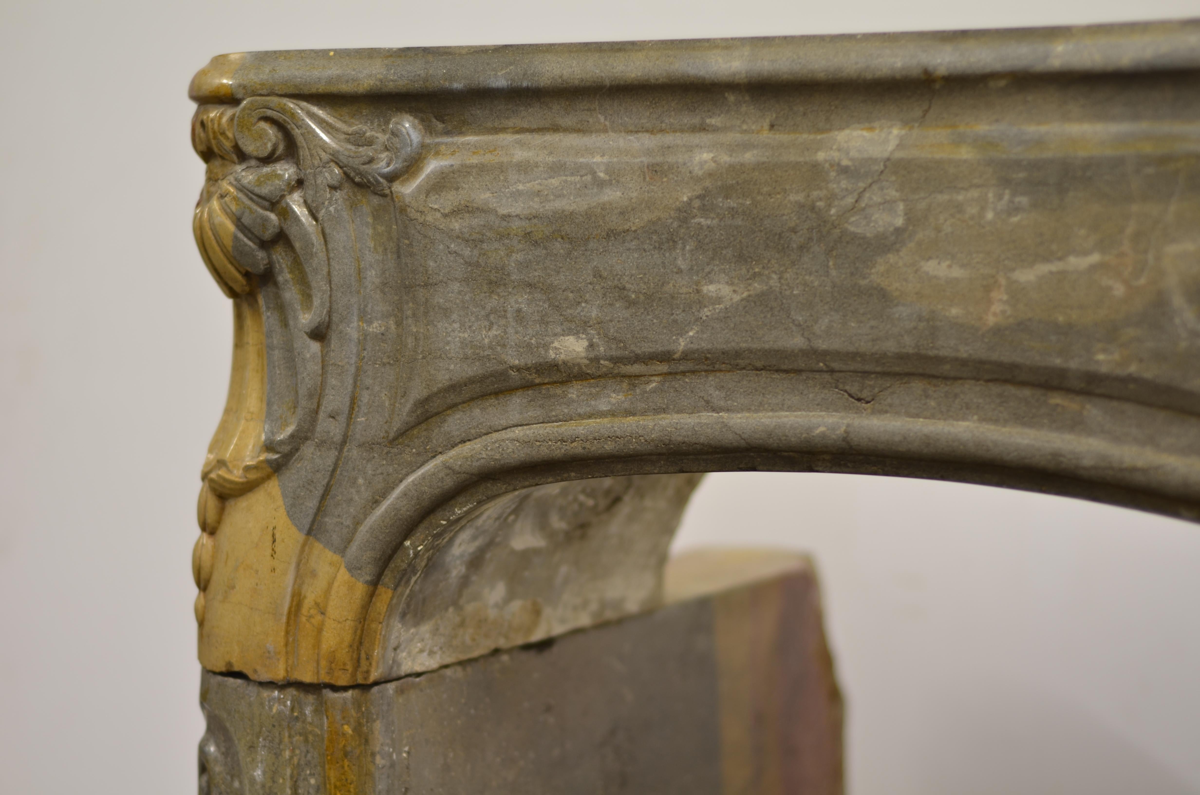 Limestone Antique French Louis XV Fireplace Mantel For Sale