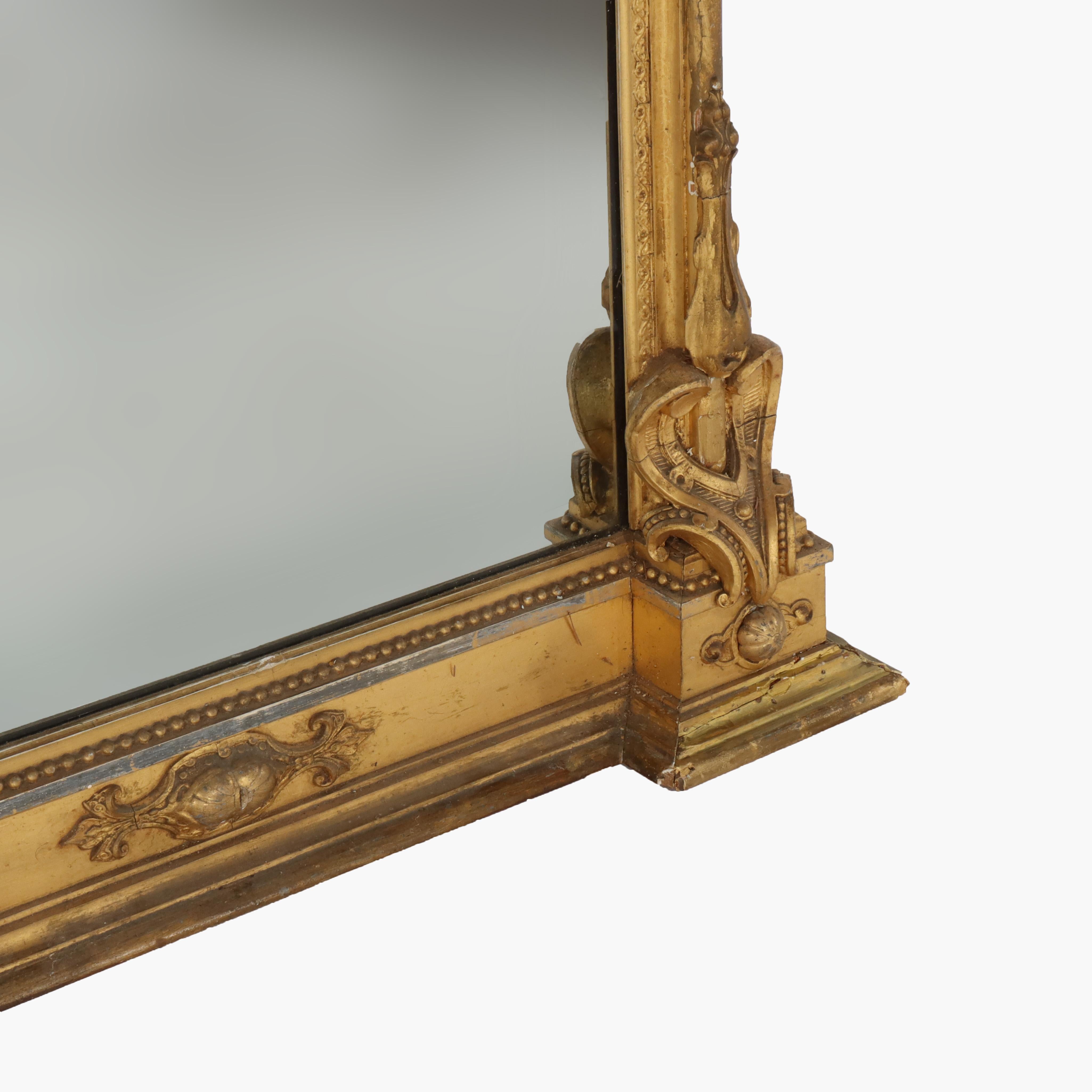 Antique French Louis XV First Finish Gilt Wood Pier Mirror C1890 For Sale 9
