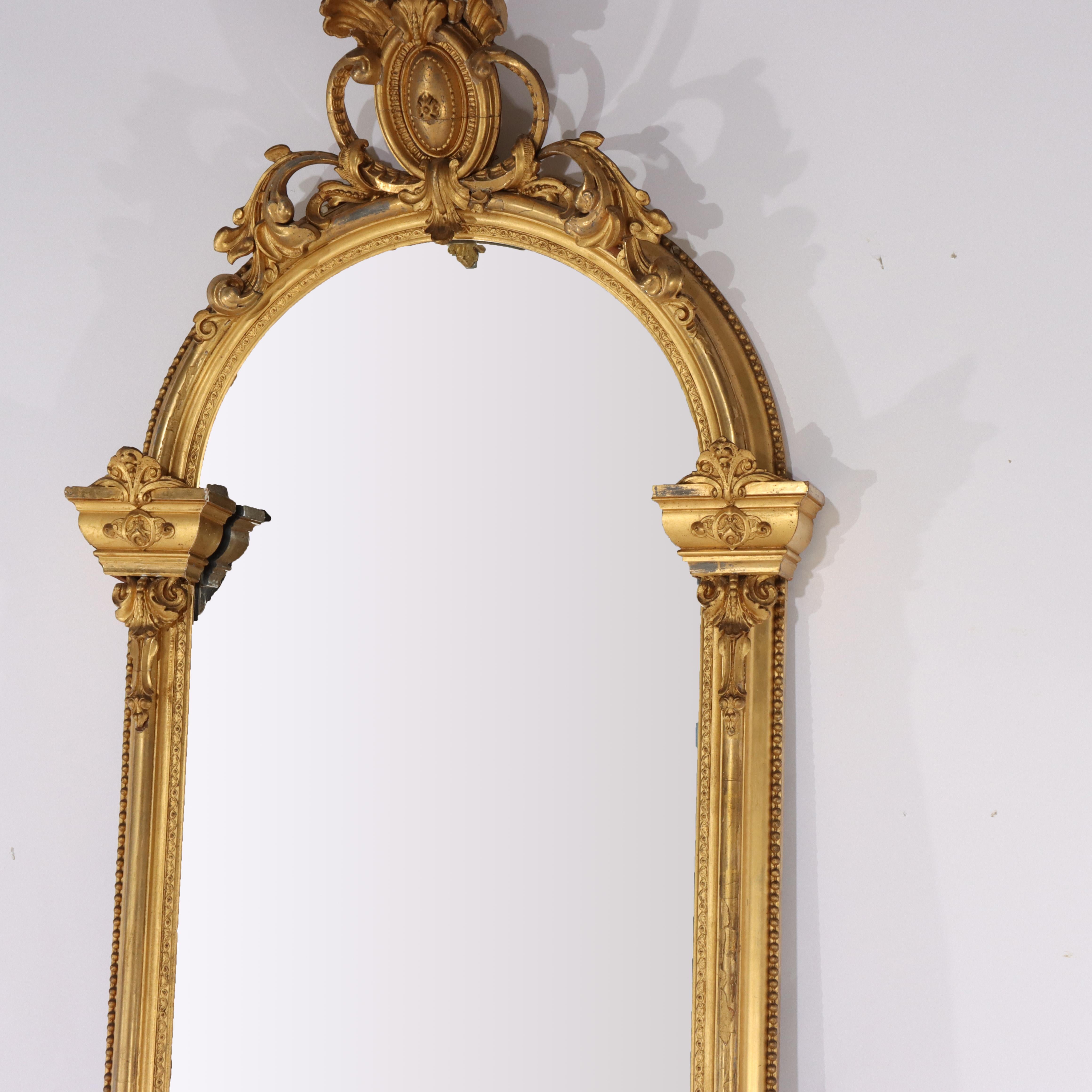 Antique French Louis XV First Finish Gilt Wood Pier Mirror C1890 For Sale 1