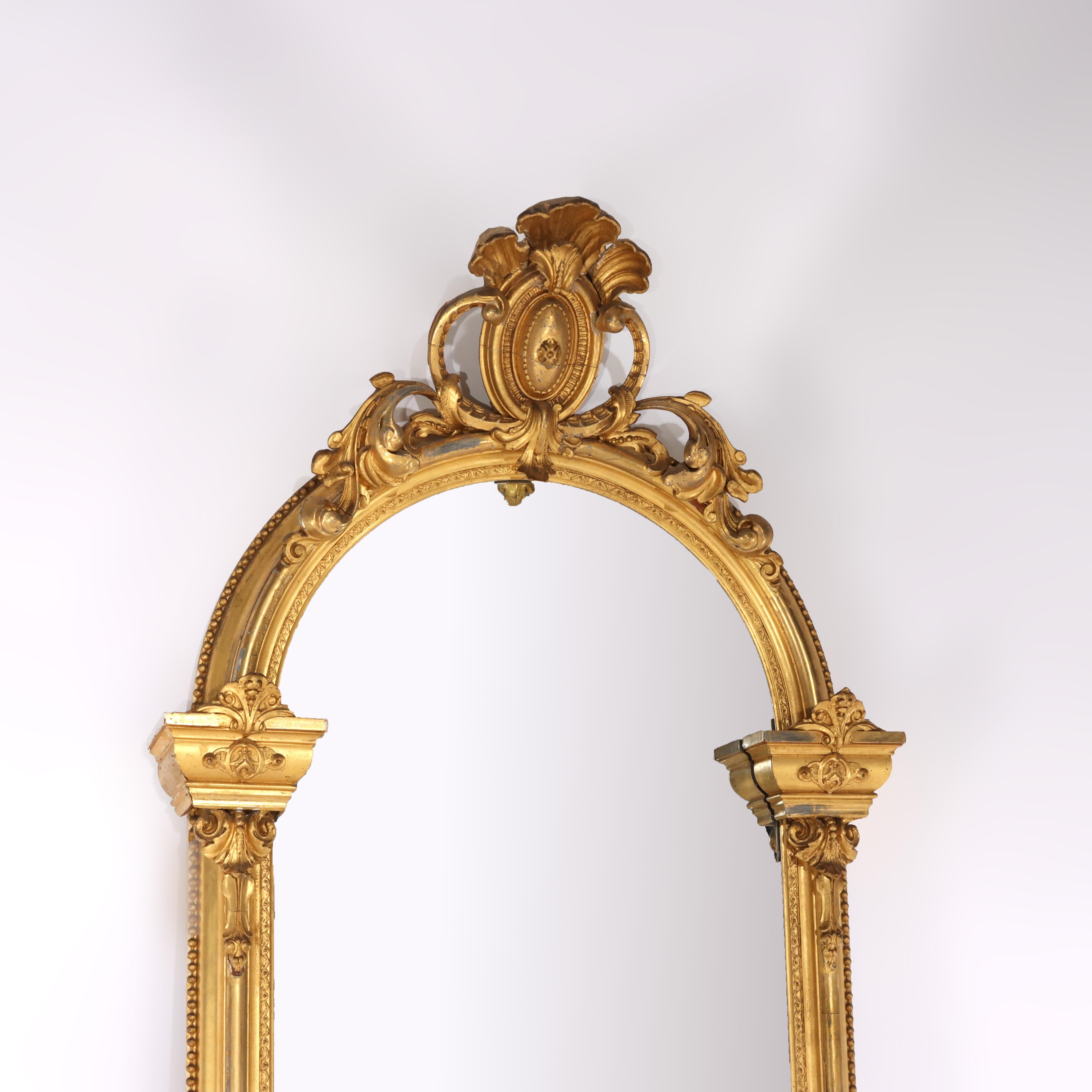 Antique French Louis XV First Finish Gilt Wood Pier Mirror C1890 For Sale 2