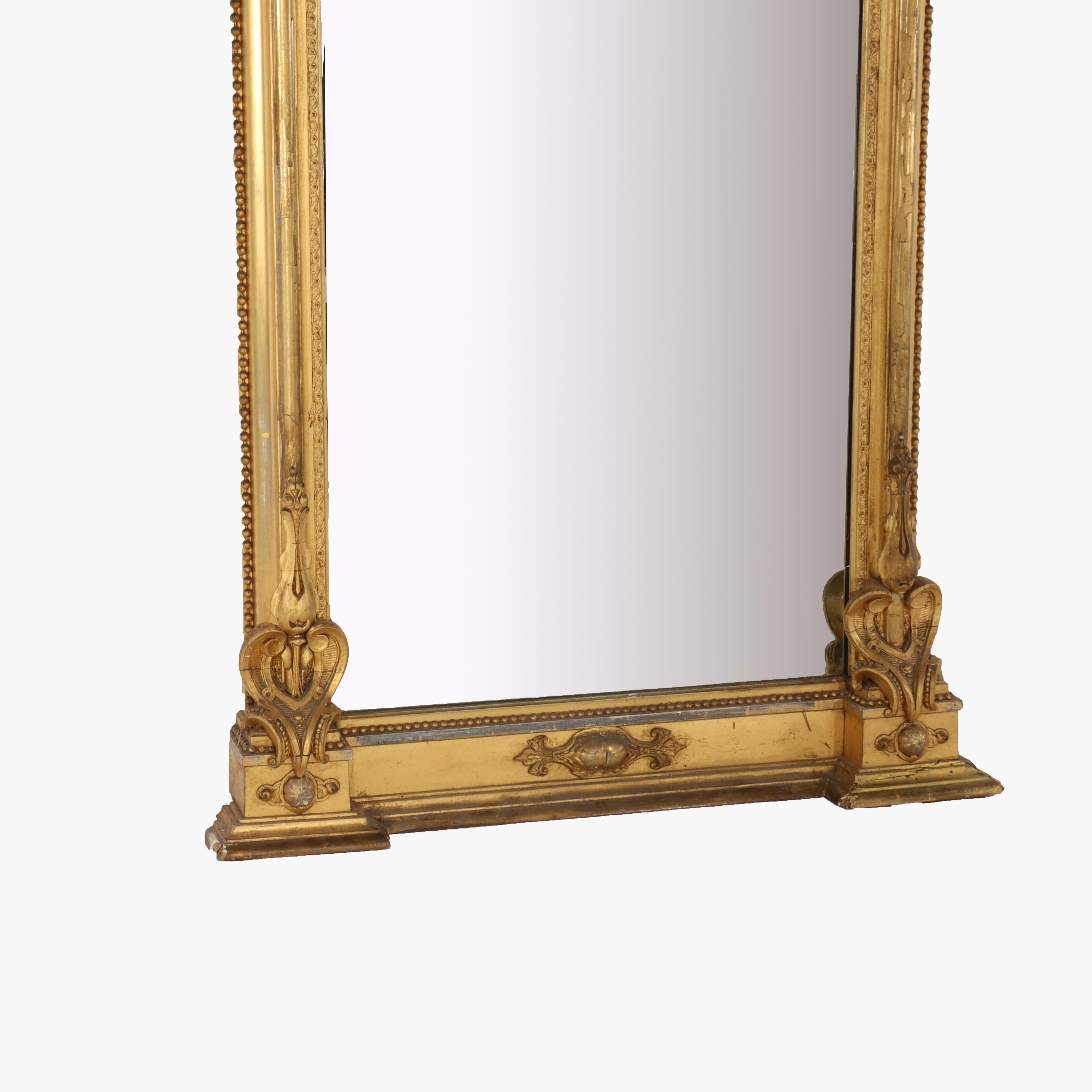 Antique French Louis XV First Finish Gilt Wood Pier Mirror C1890 For Sale 3
