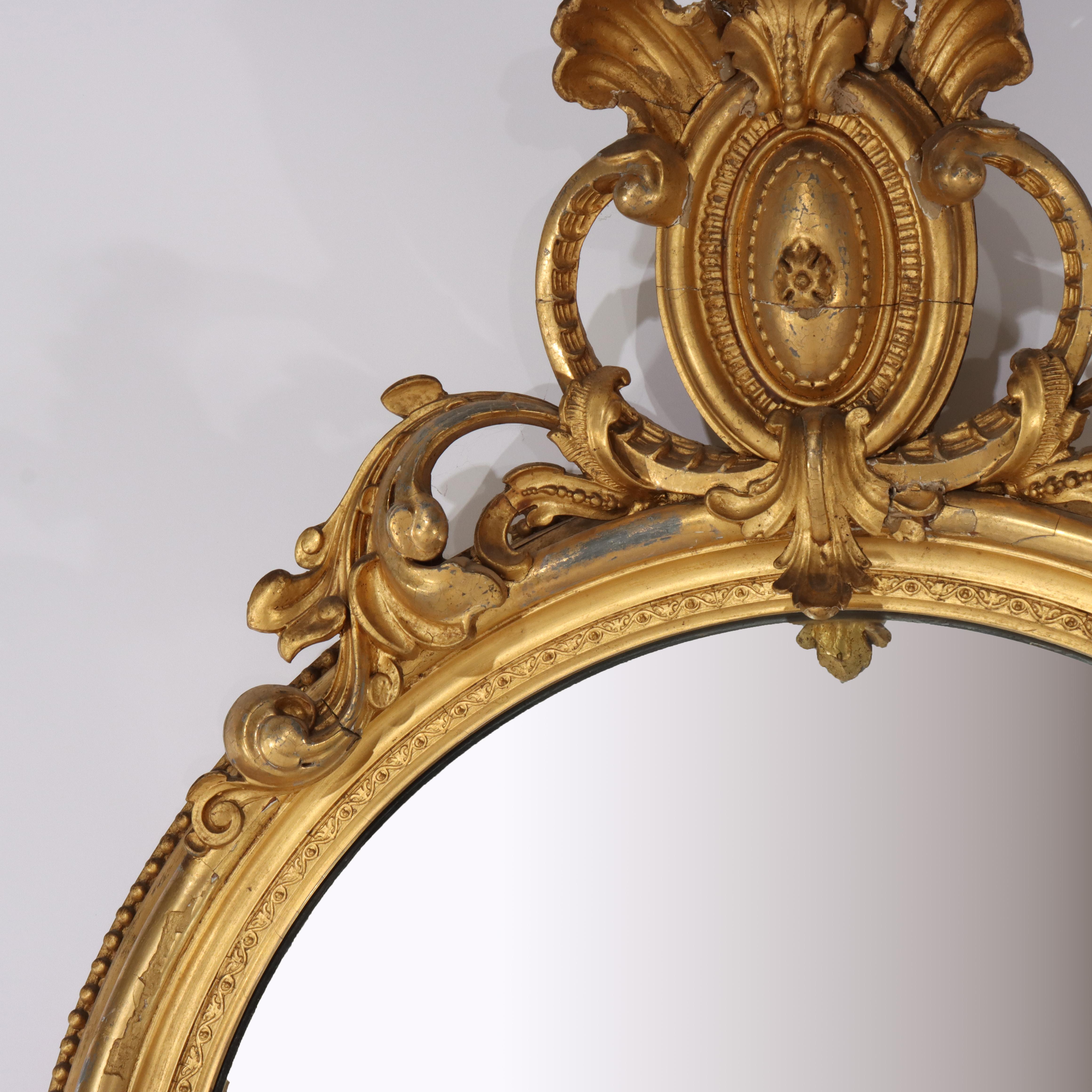 Antique French Louis XV First Finish Gilt Wood Pier Mirror C1890 For Sale 4