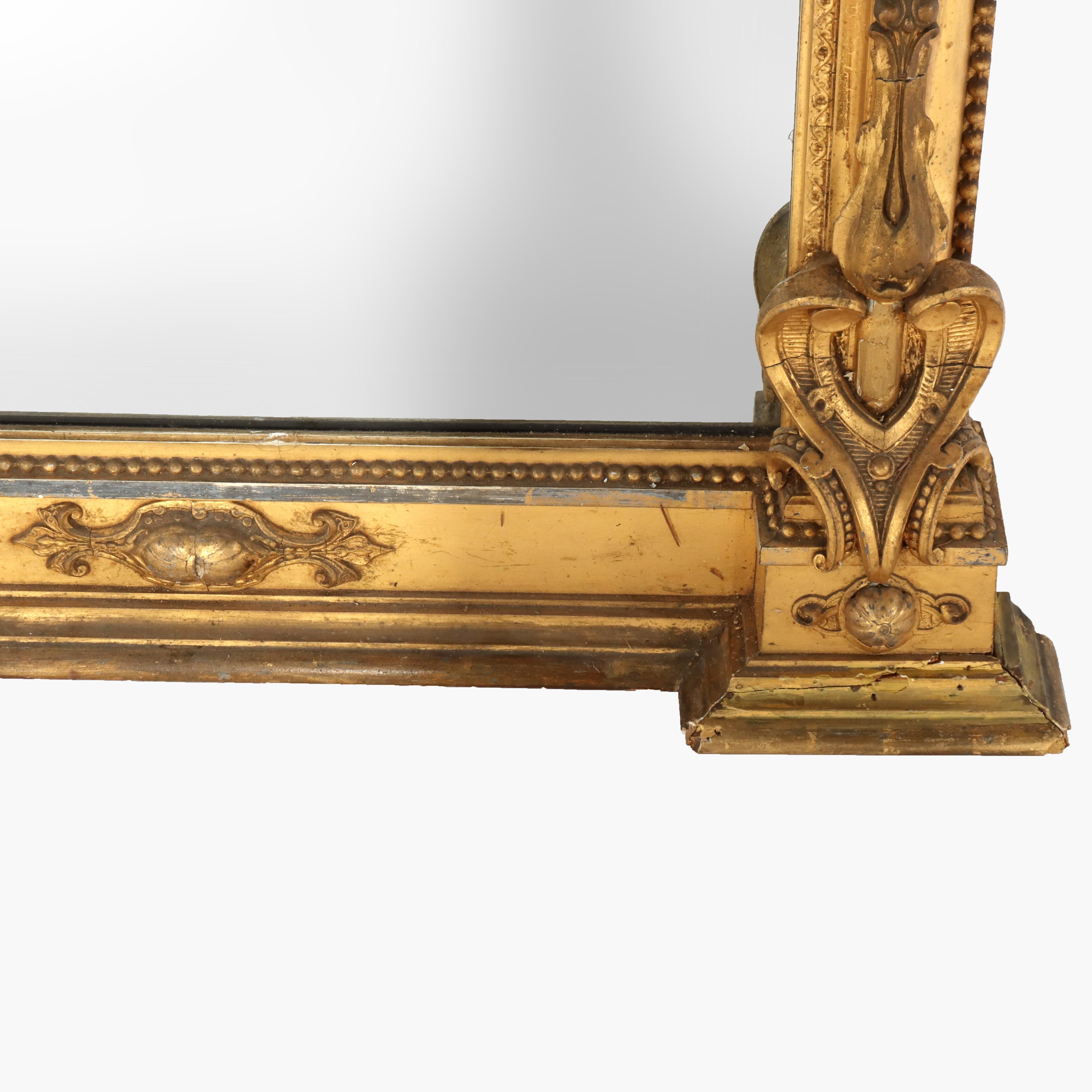 Antique French Louis XV First Finish Gilt Wood Pier Mirror C1890 For Sale 5