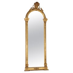 Antique French Louis XV First Finish Gilt Wood Pier Mirror C1890