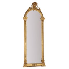 Antique French Louis XV First Finish Gilt Wood Pier Mirror C1890