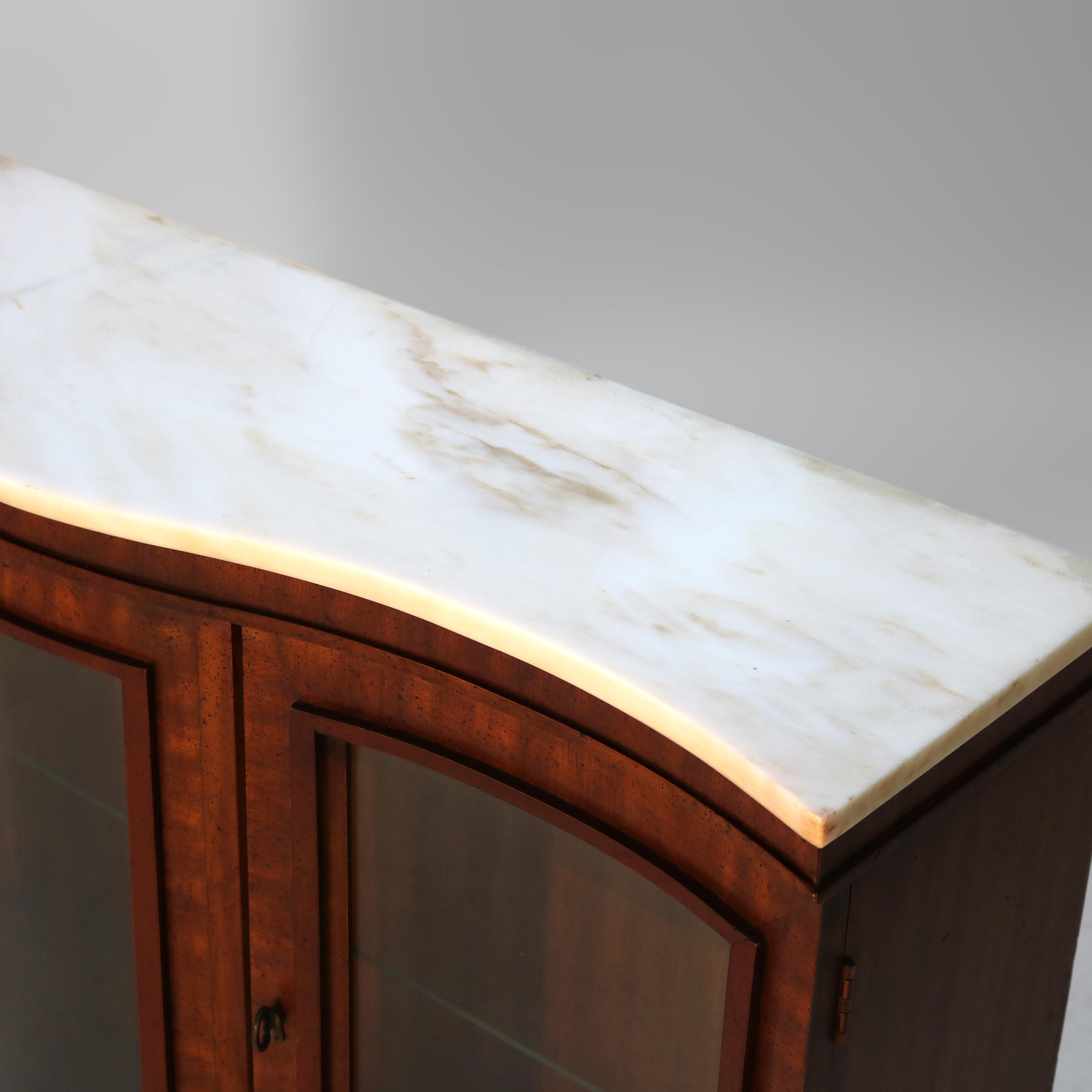 Antique French Louis XV Flame Mahogany Swell Front Marble Top Server C1830 2