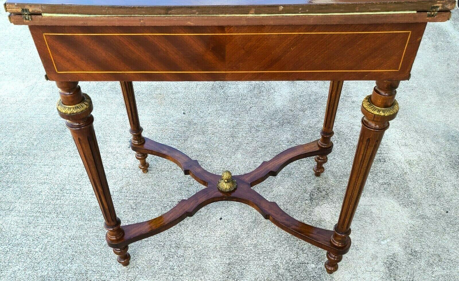 Antique French Louis XV Flip Top Game Card Table with Ormolu Mounts 6