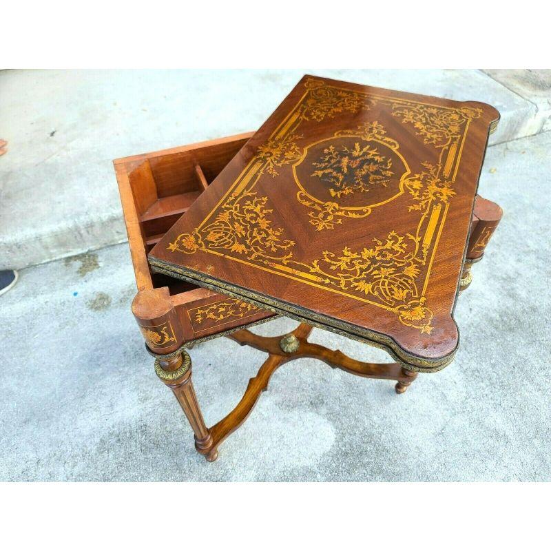 Antique French Louis XV Flip Top Game Card Table with Ormolu Mounts In Good Condition In Lake Worth, FL