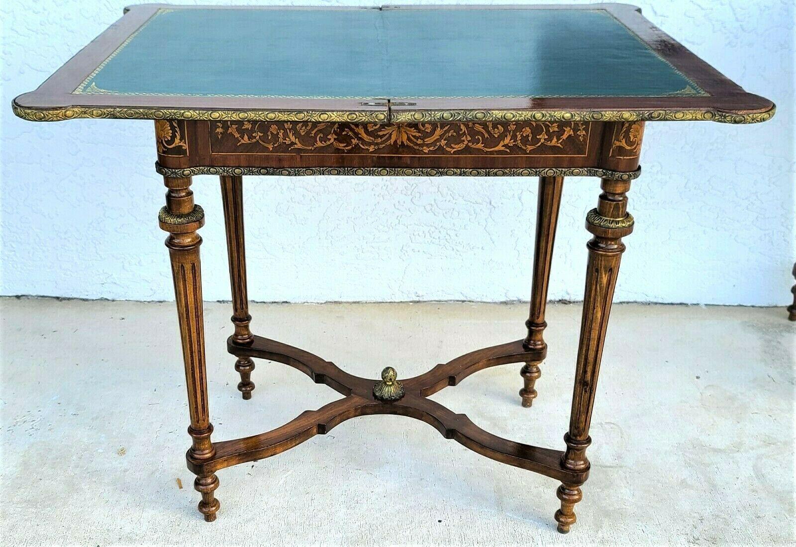 Bronze Antique French Louis XV Flip Top Game Card Table with Ormolu Mounts