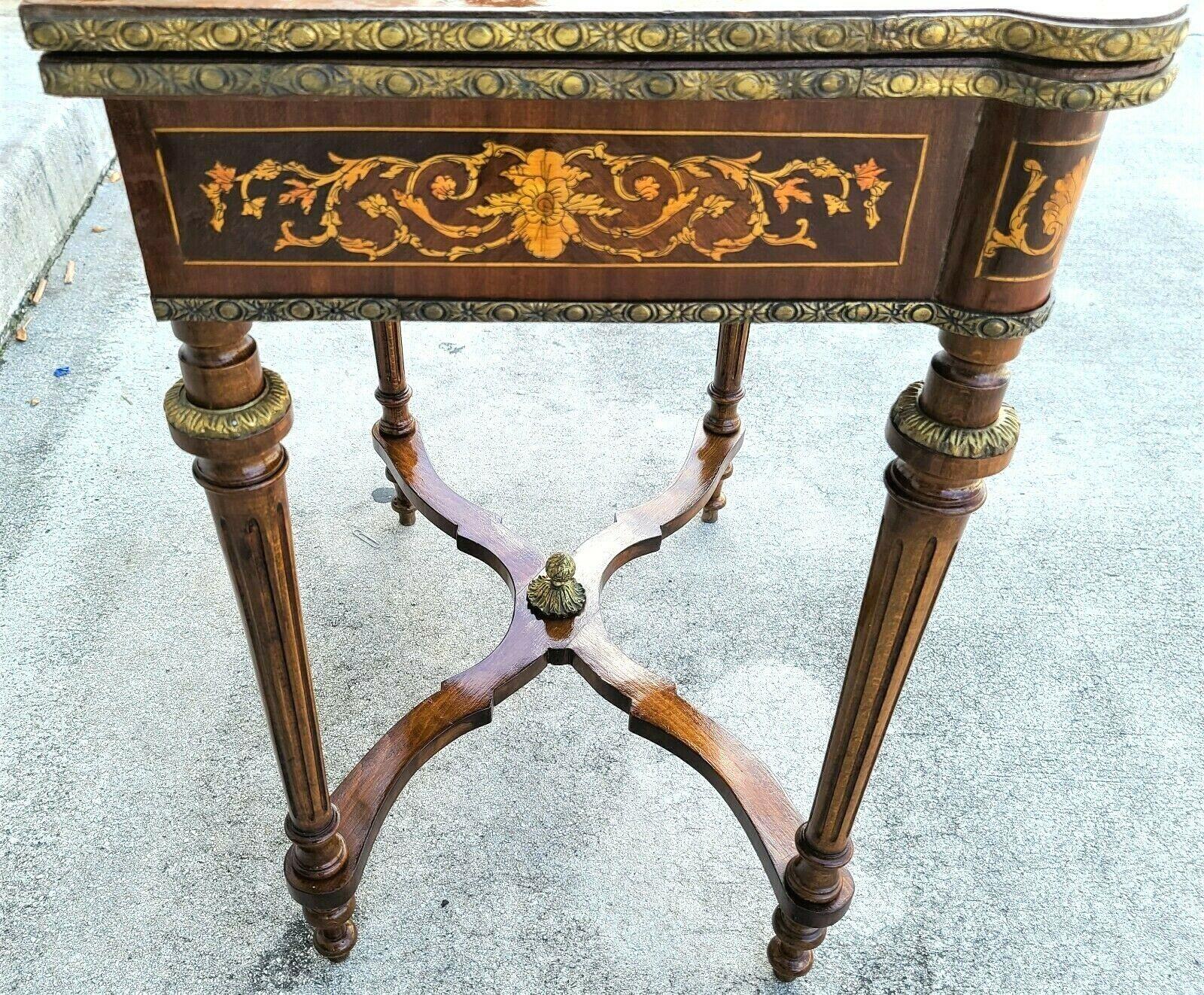 Antique French Louis XV Flip Top Game Card Table with Ormolu Mounts 2