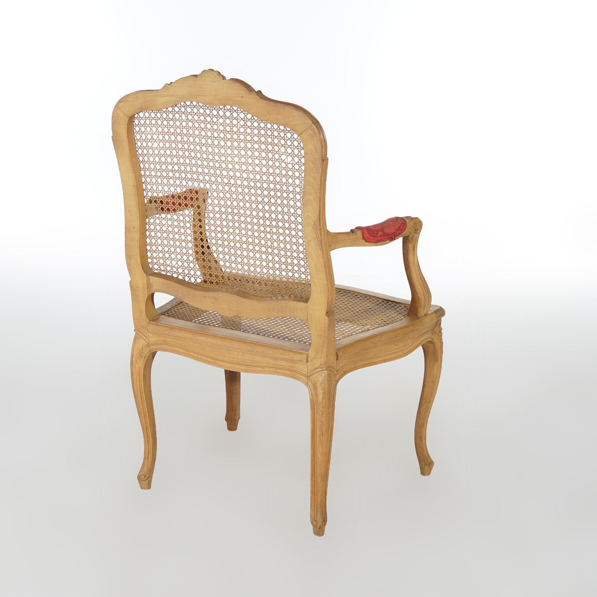 Antique French Louis XV Fruitwood & Cane Arm Chair Circa 1900 For Sale 6
