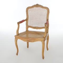 XX Antique French Louis XV Fruitwood & Cane Arm Chair CIRCA 1900