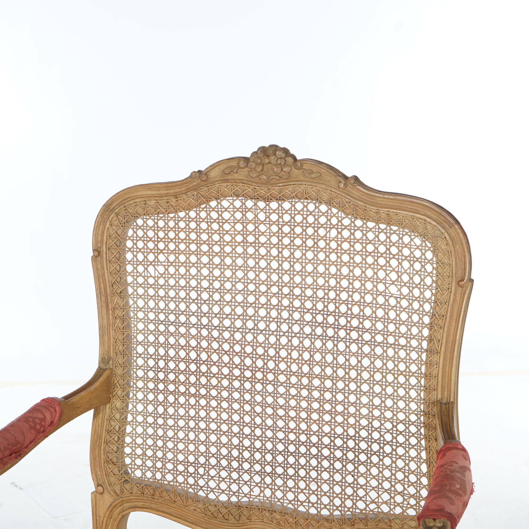 XX secolo Antique French Louis Cane Fruitwood & Cane Arm Chair Circa 1900 in vendita