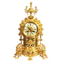 Vintage French Louis XV Gilt Bronze Clock