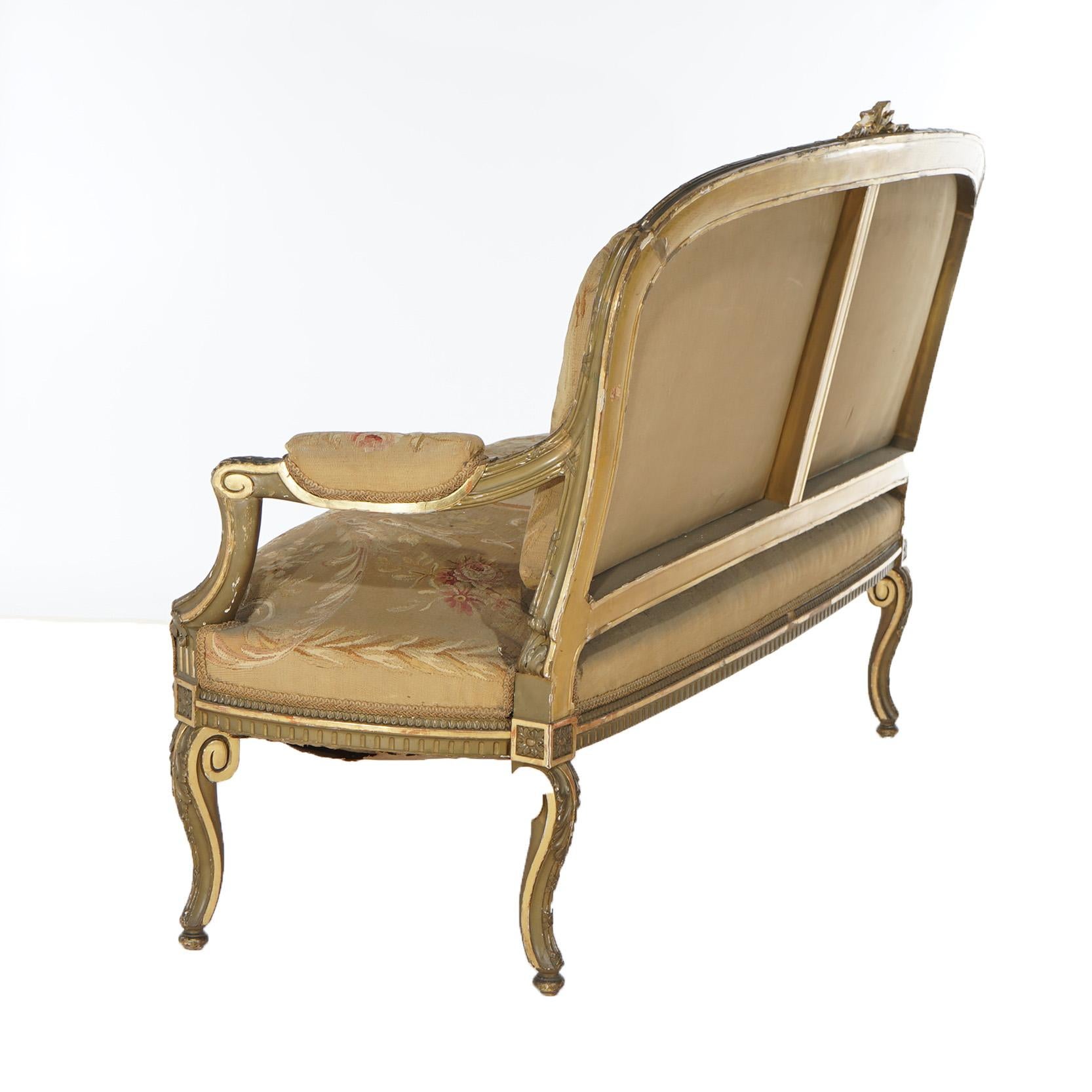Antike Französisch Louis XV Giltwood & Aubusson Wandteppich Sofa C1860 im Angebot 10