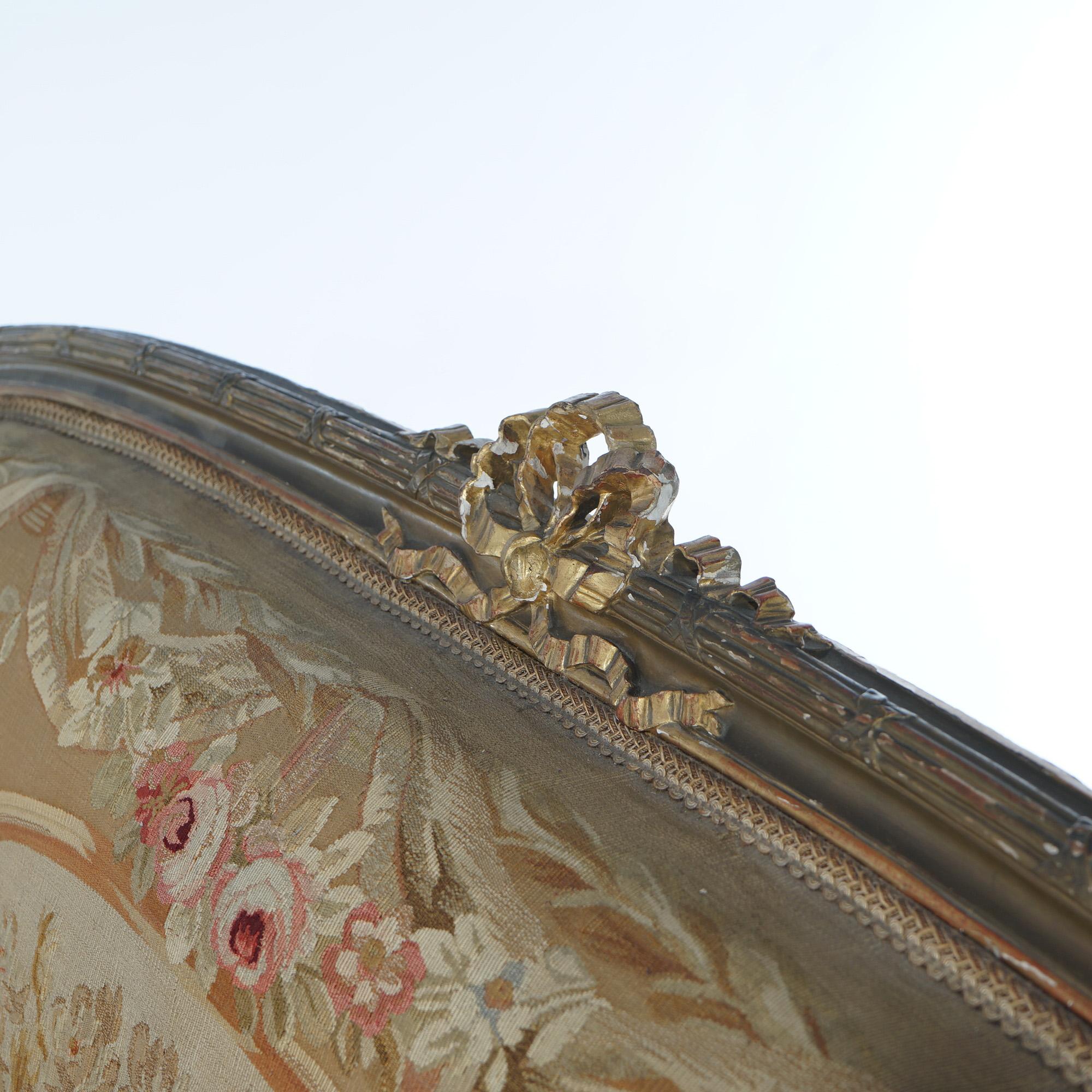 Antike Französisch Louis XV Giltwood & Aubusson Wandteppich Sofa C1860 im Angebot 11