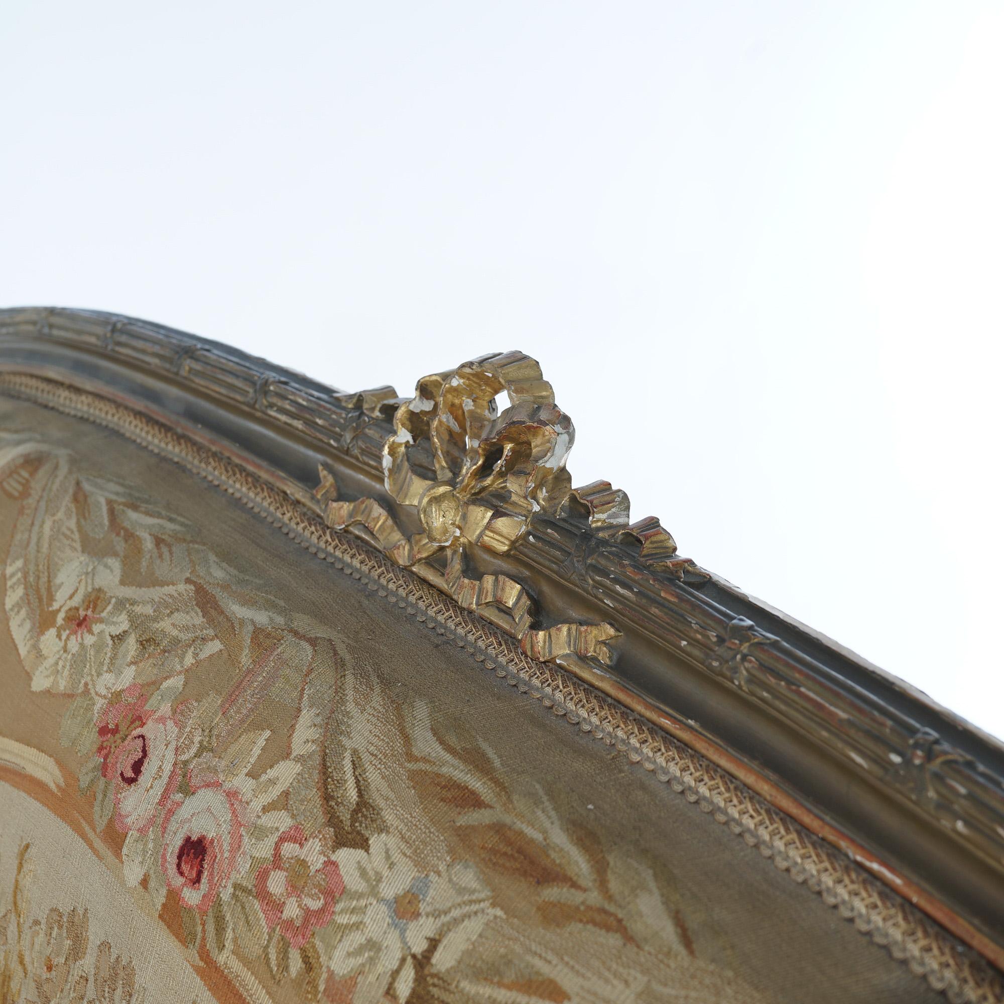 Antike Französisch Louis XV Giltwood & Aubusson Wandteppich Sofa C1860 im Angebot 12
