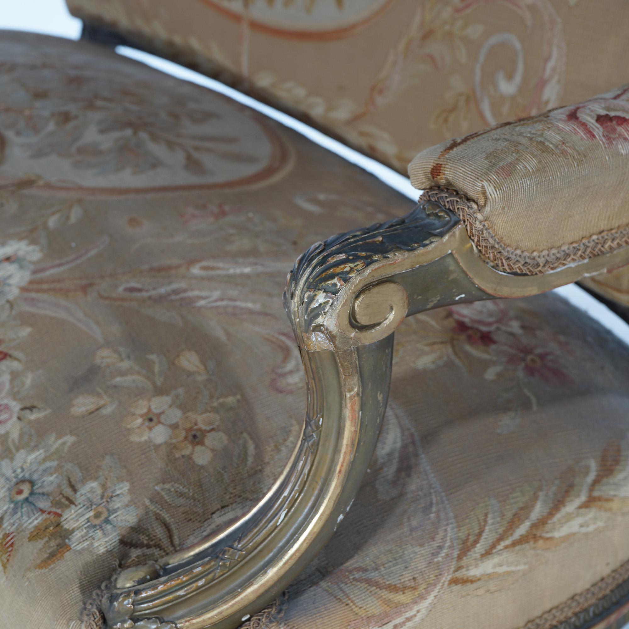 Antike Französisch Louis XV Giltwood & Aubusson Wandteppich Sofa C1860 im Angebot 13