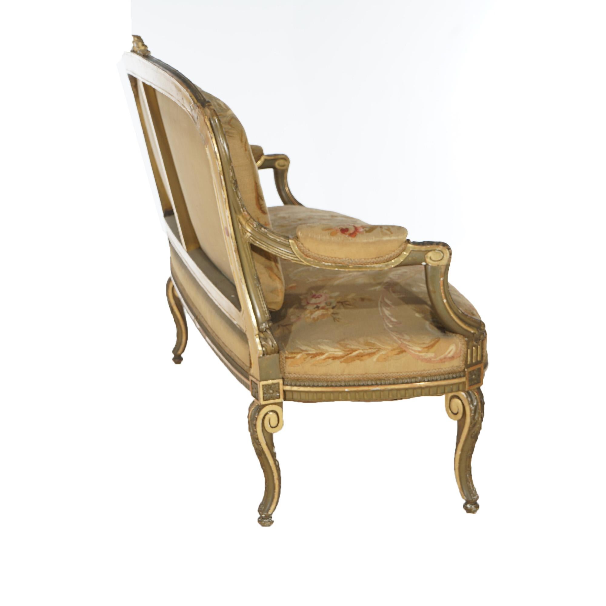 Antike Französisch Louis XV Giltwood & Aubusson Wandteppich Sofa C1860 im Angebot 3