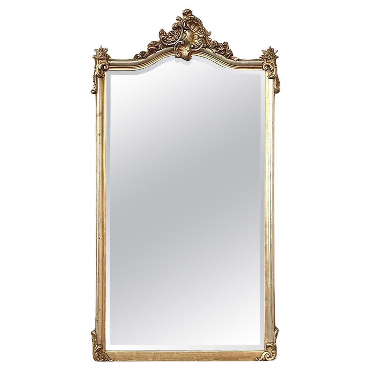Antique French Louis XV Specchio in legno dorato