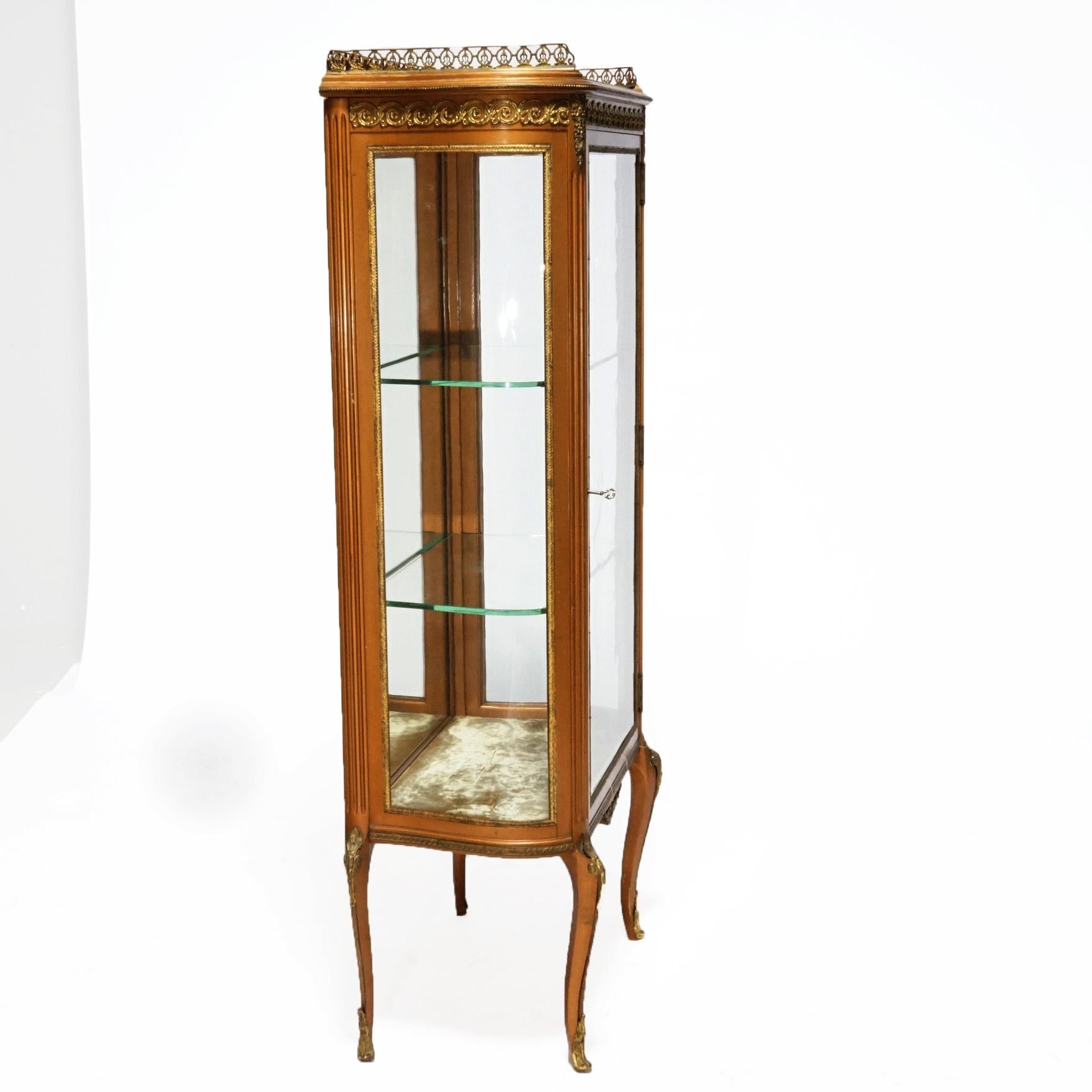 Glass Antique French Louis XV Giltwood, Ormolu & Mirrored Display Vitrine Circa 1890 For Sale