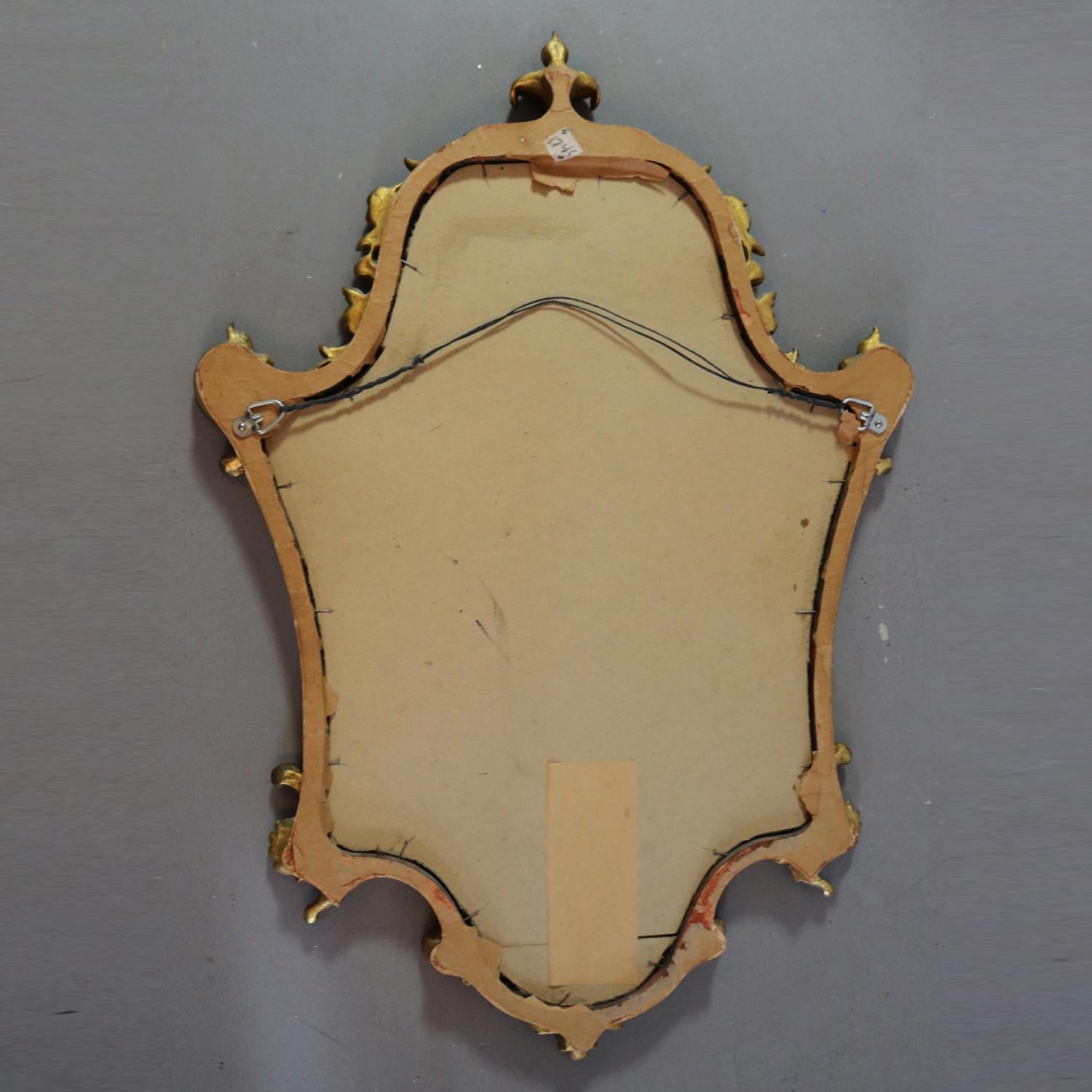 Antique French Louis XV Giltwood Shield Form Scroll and Foliate Wall Mirror 8