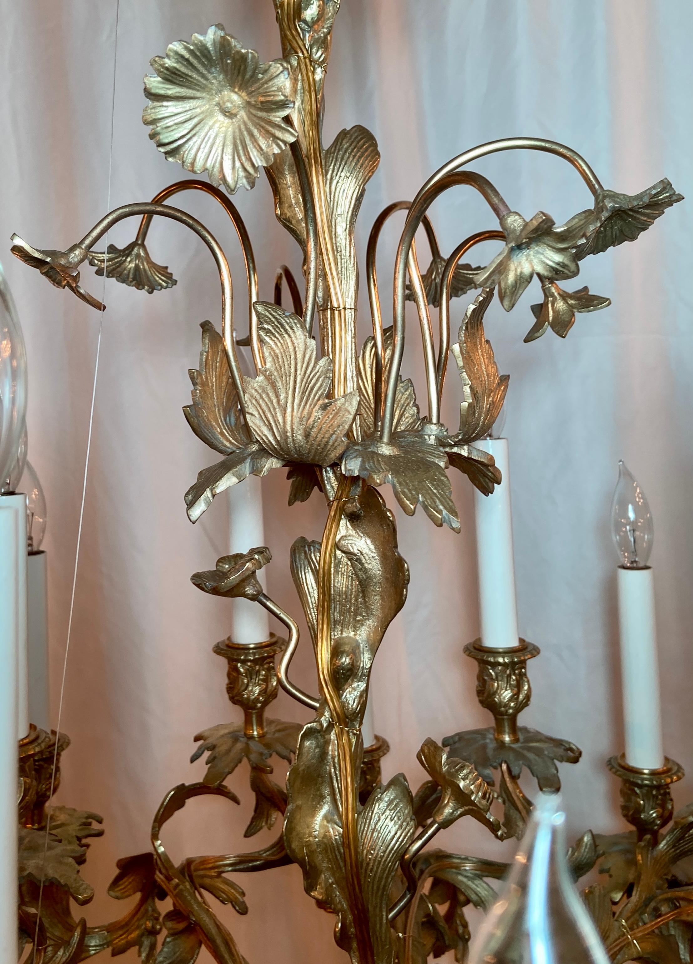 19th Century Antique French Louis XV Gold Bronze 12-Light Chandelier, circa 1890's For Sale