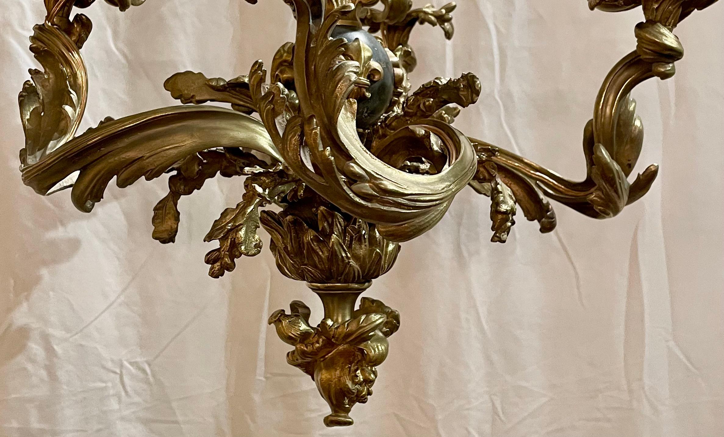 19th Century Antique French Louis XV Gold Bronze Chandelier with Fleur-de-Lis, Circa 1890's. For Sale