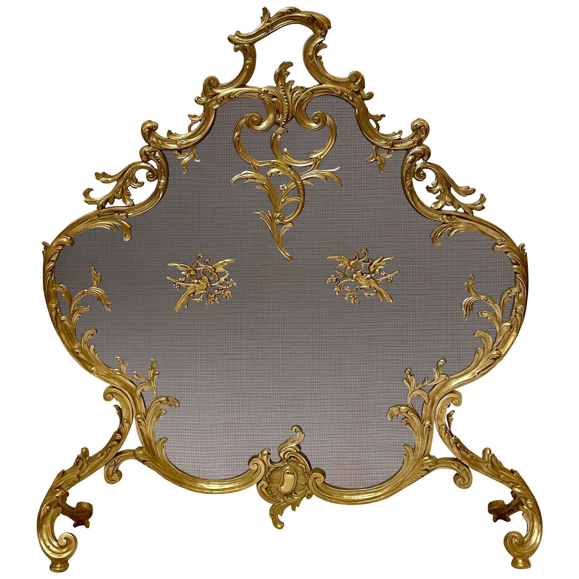 Parafuoco francese Luigi XV in bronzo dorato, CIRCA 1890.