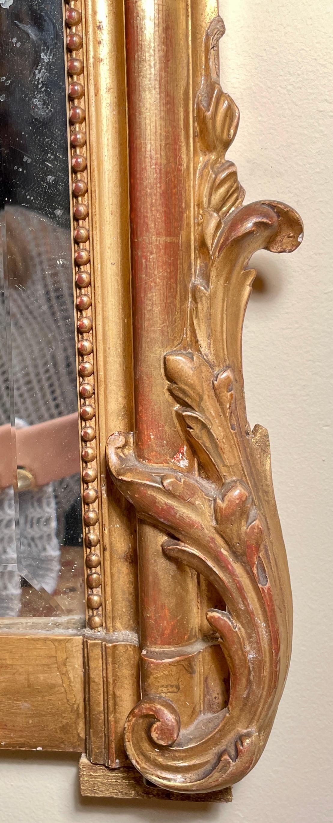 Antique French Louis XV Gold Leaf Mirror with Beveling, circa 1875-1885 In Good Condition For Sale In New Orleans, LA