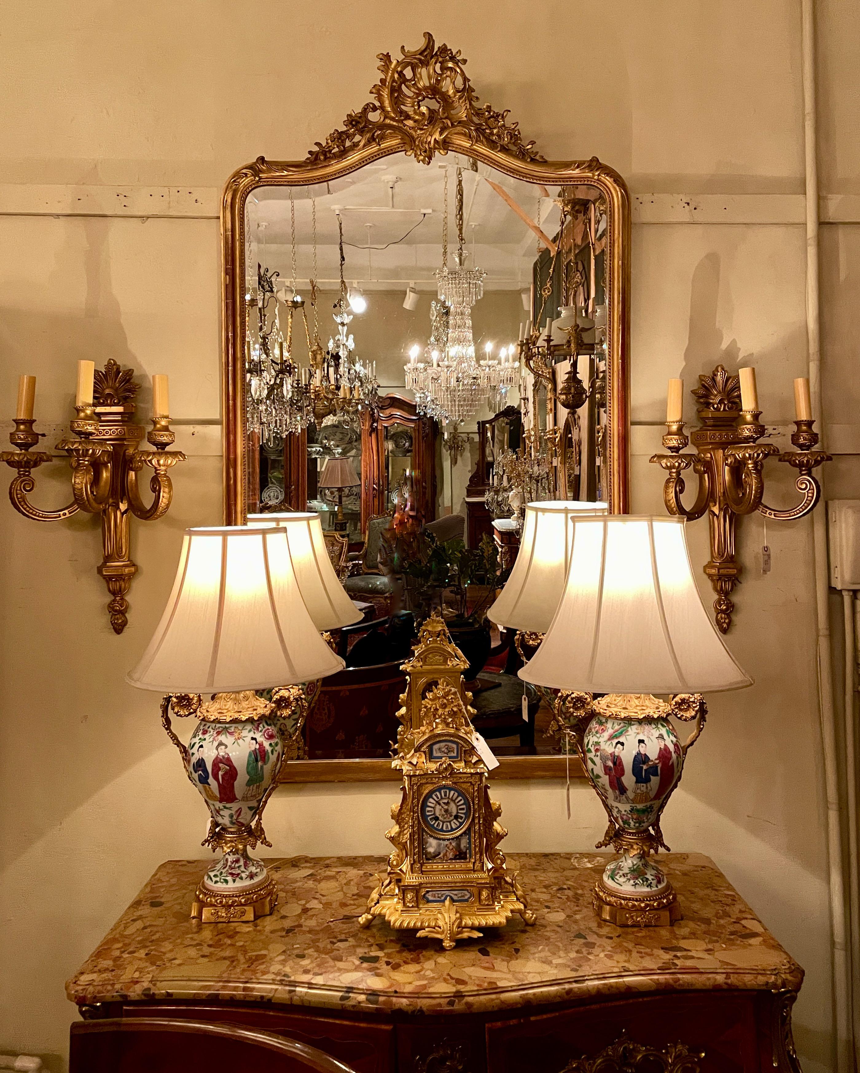 19th Century Antique French Louis XV Gold Leaf Mirror with Beveling, circa 1875-1885 For Sale