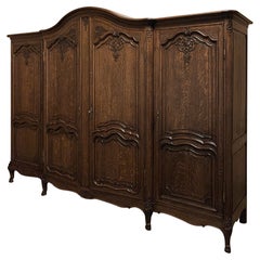 Antique French Louis XV Grand Four Door Armoire, Wardrobe