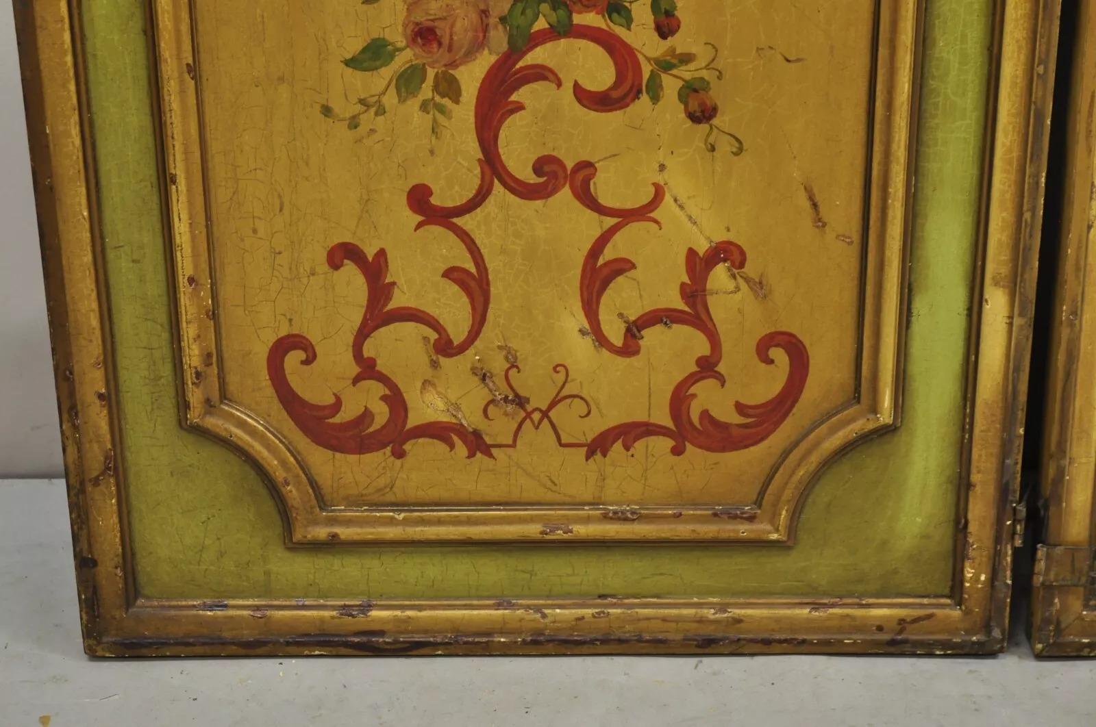 Antique French Louis XV Green Painted Parrot 3 Panel Venetian Room Screen (C) For Sale 3