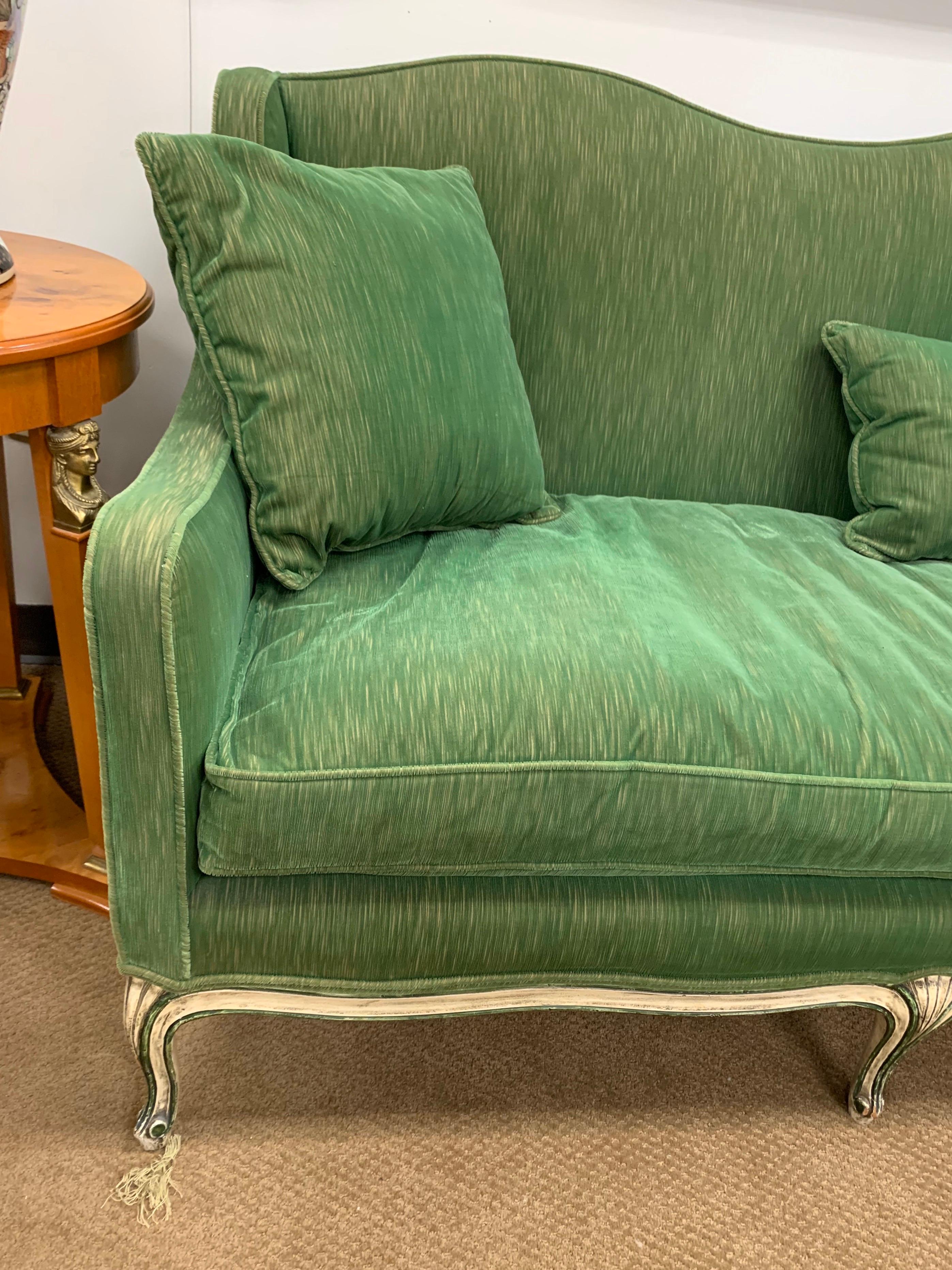 green velvet couch vintage