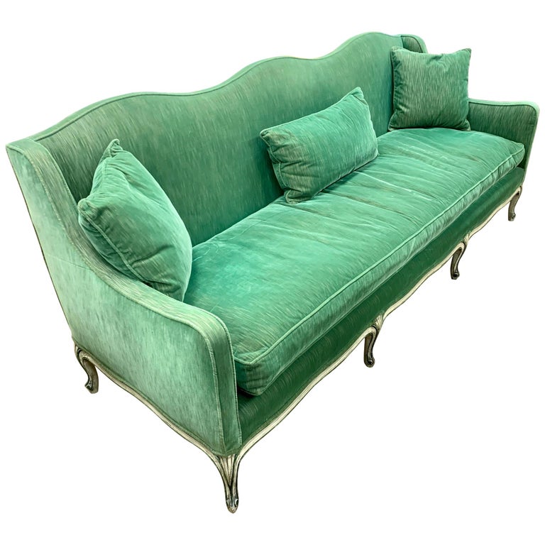 Antique French Louis XV Green Velvet Sofa at 1stDibs | antique green velvet  sofa, antique velvet sofa, french velvet sofa