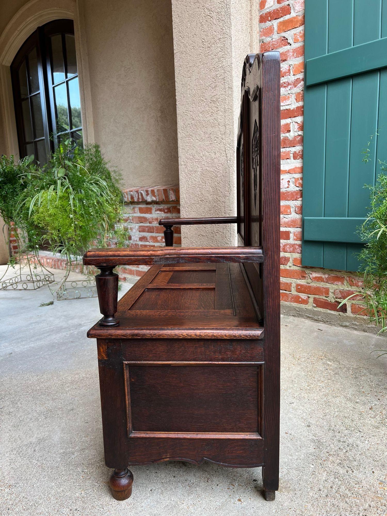Antique French Louis XV Hall Bench Foyer Settee Lift Top Chest c1890 en venta 2