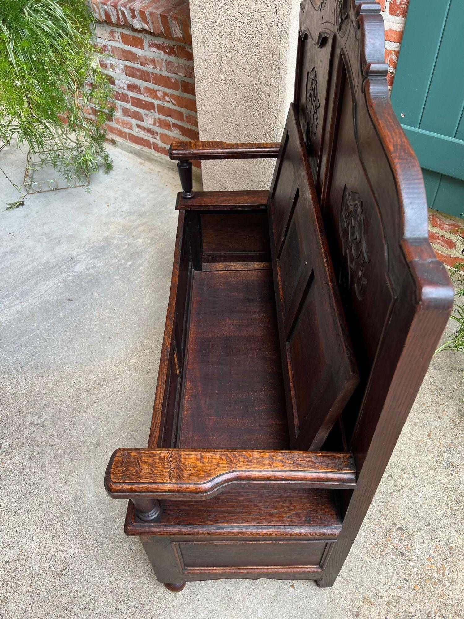 Antique French Louis XV Hall Bench Foyer Settee Lift Top Chest c1890 en venta 3