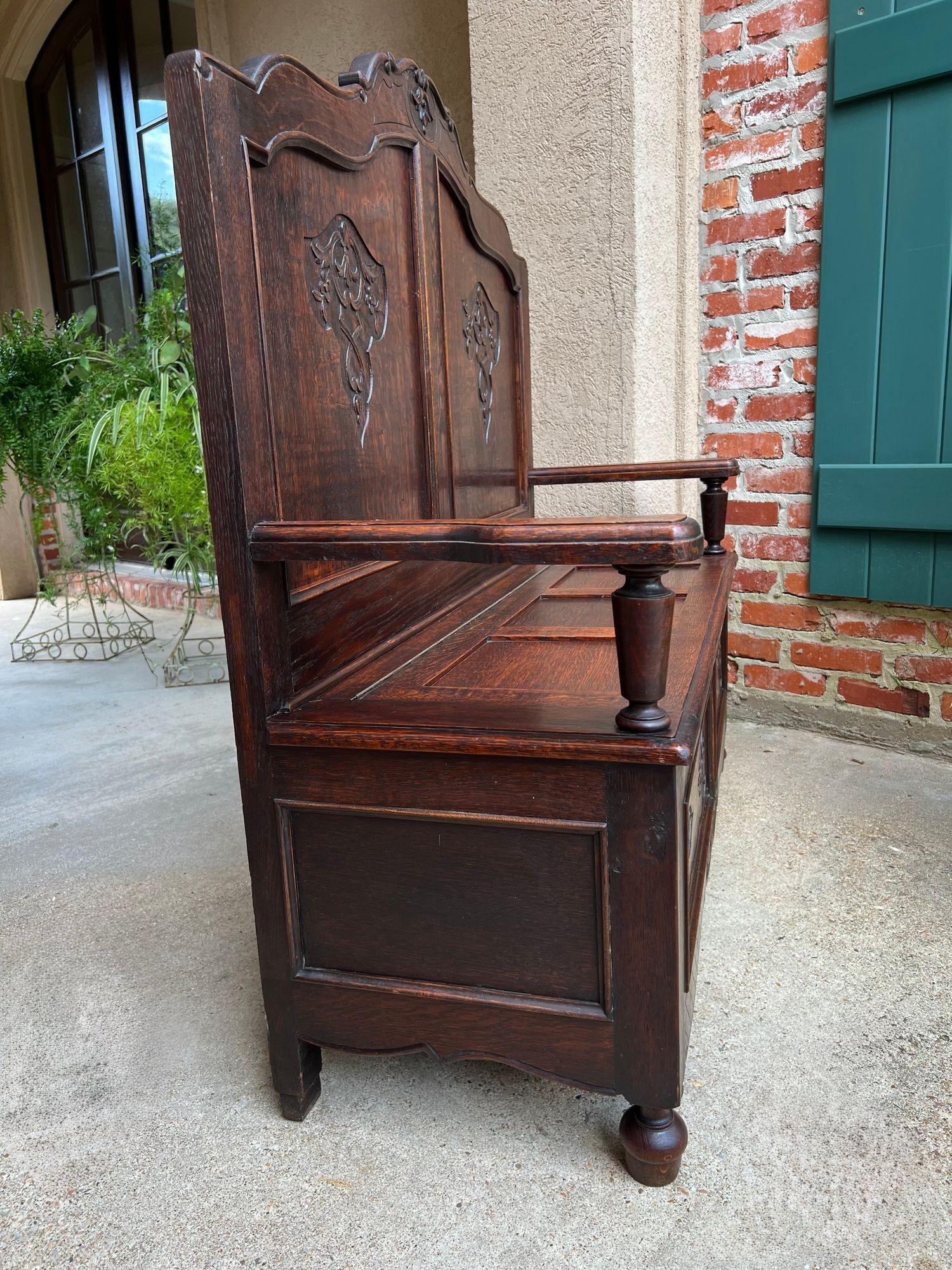 Antique French Louis XV Hall Bench Foyer Settee Lift Top Chest c1890 en venta 10