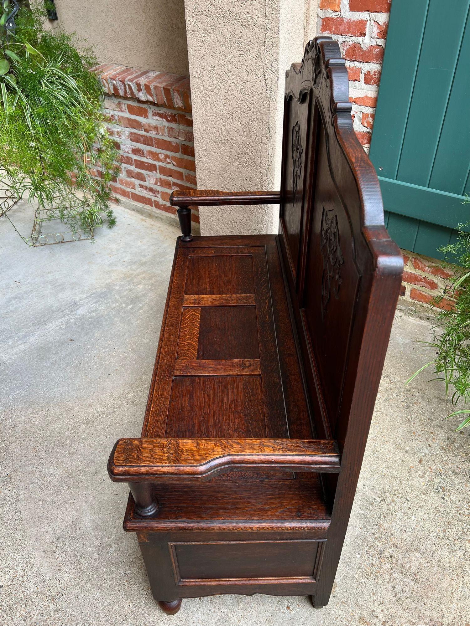 Antique French Louis XV Hall Bench Foyer Settee Lift Top Chest c1890 en venta 11
