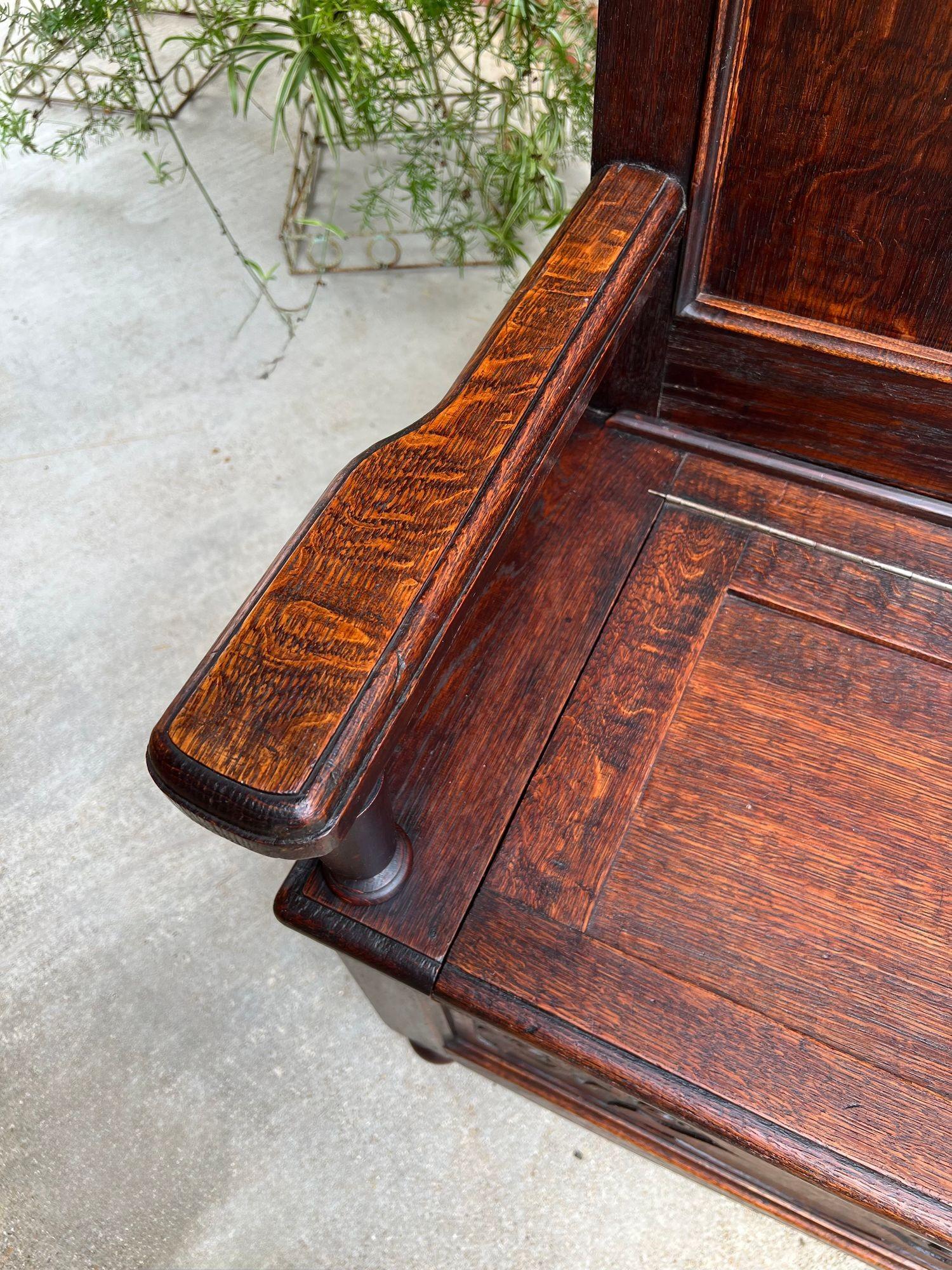 Antique French Louis XV Hall Bench Foyer Settee Lift Top Chest c1890 en venta 12