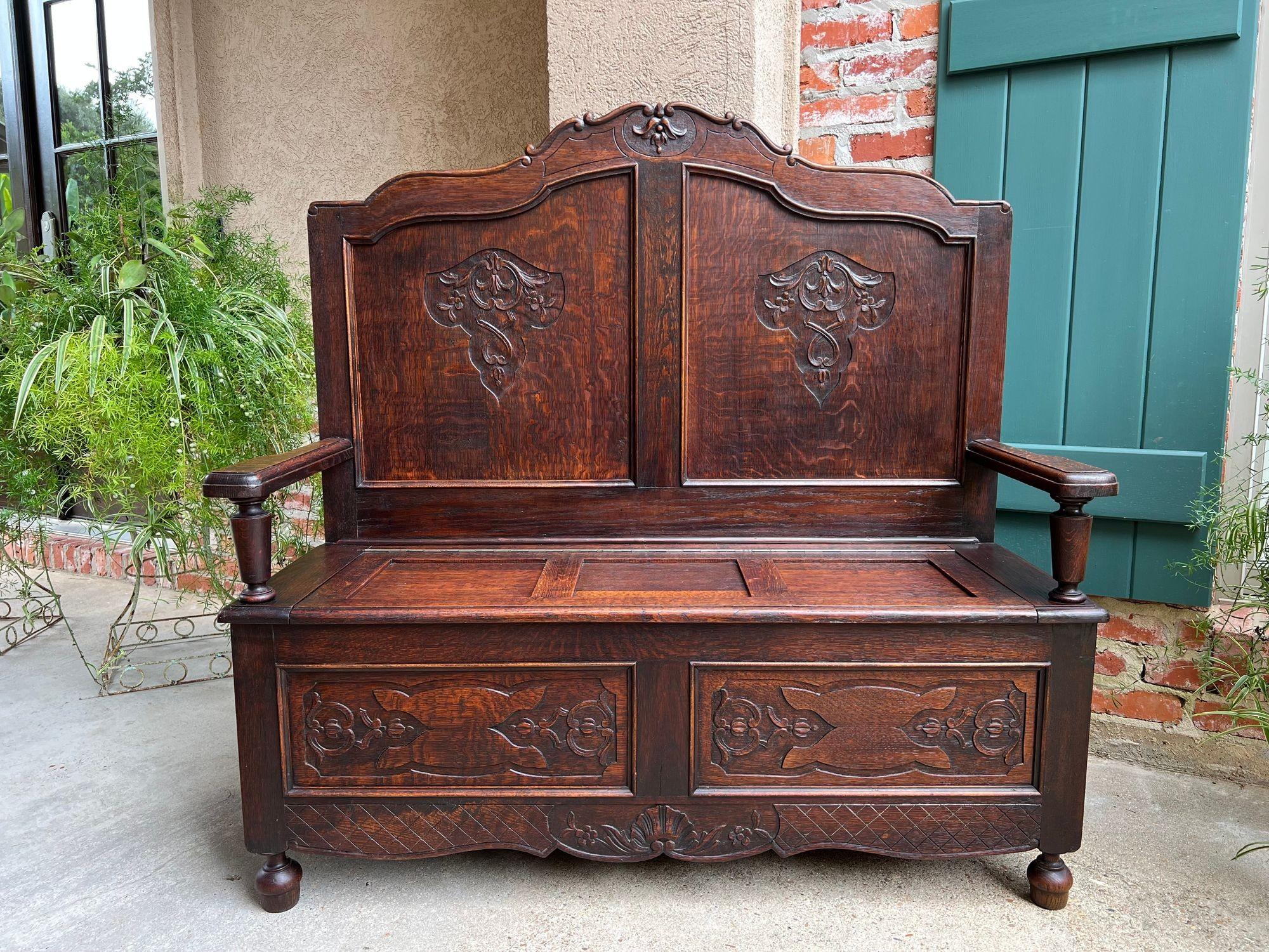Antique French Louis XV Hall Bench Foyer Settee Lift Top Chest c1890 Francés en venta