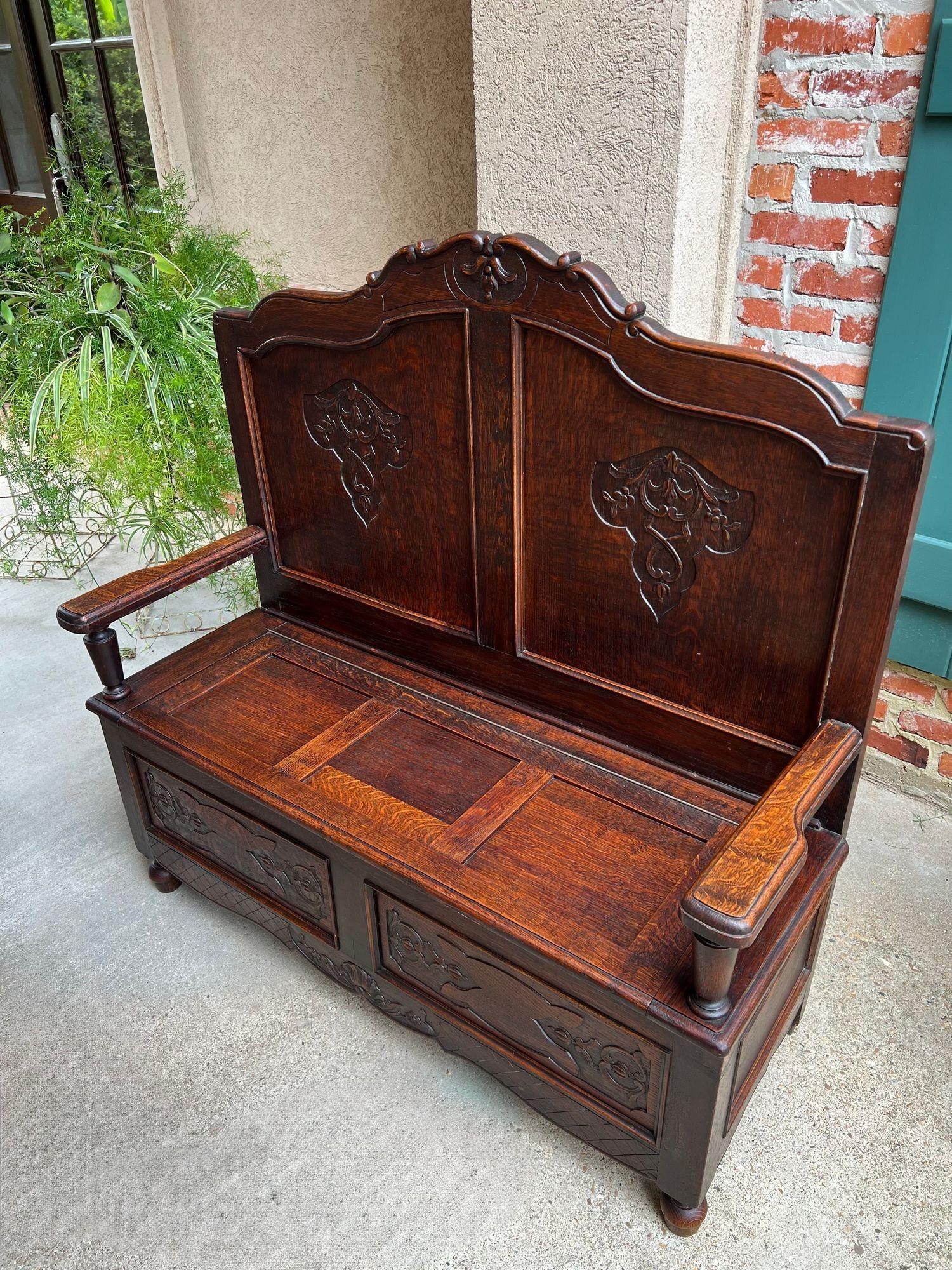 Antique French Louis XV Hall Bench Foyer Settee Lift Top Chest c1890 en Bueno estado para la venta en Shreveport, LA