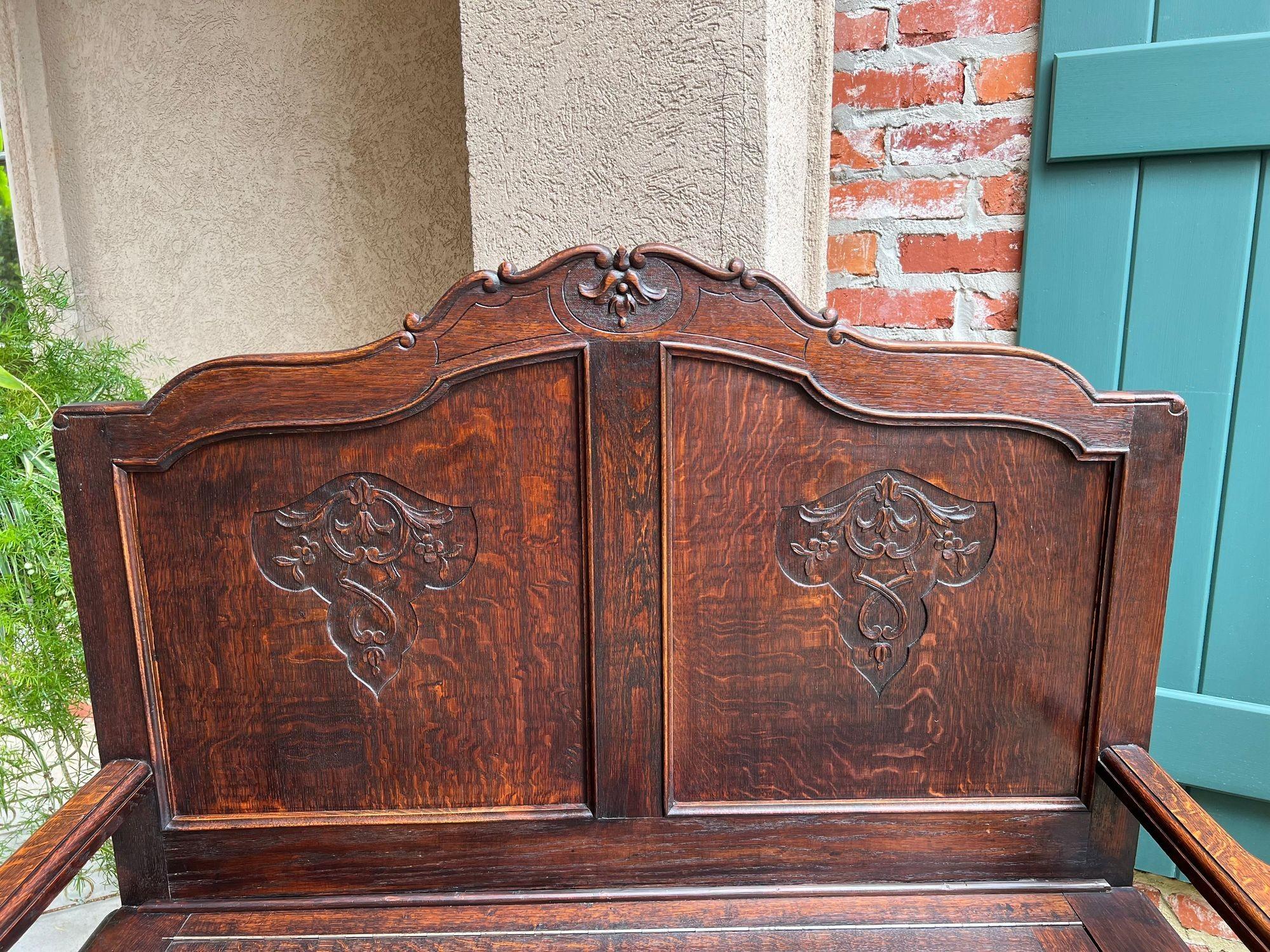 Antique French Louis XV Hall Bench Foyer Settee Lift Top Chest c1890 siglo XIX en venta