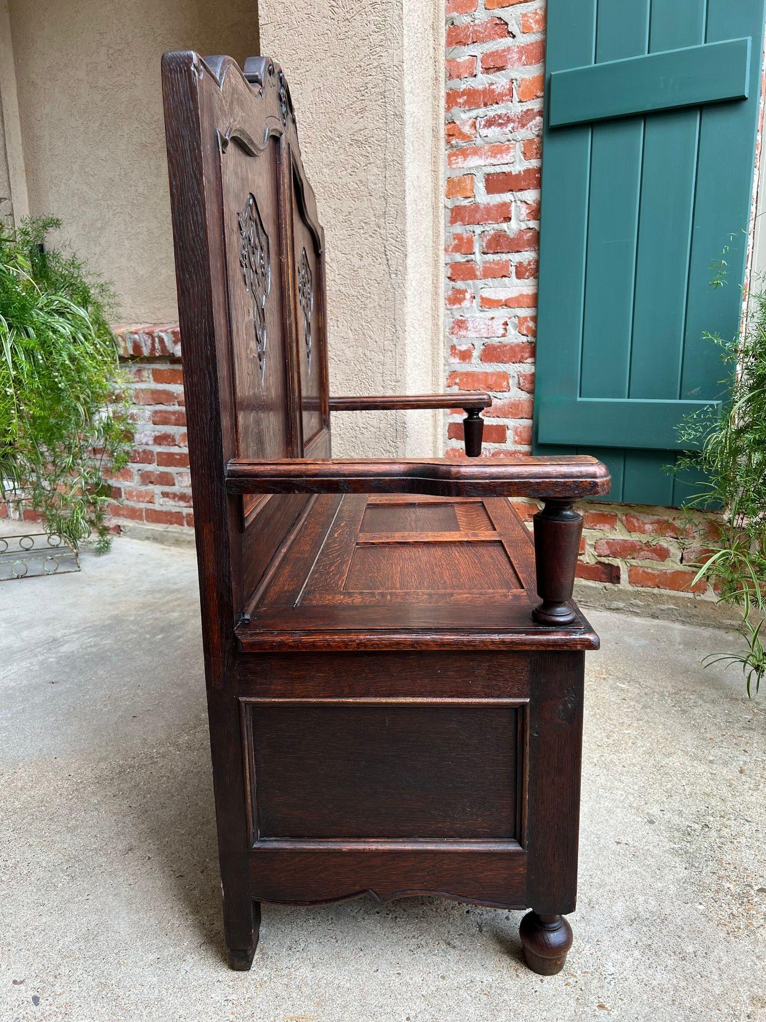 Antique French Louis XV Hall Bench Foyer Settee Lift Top Chest c1890 en venta 1
