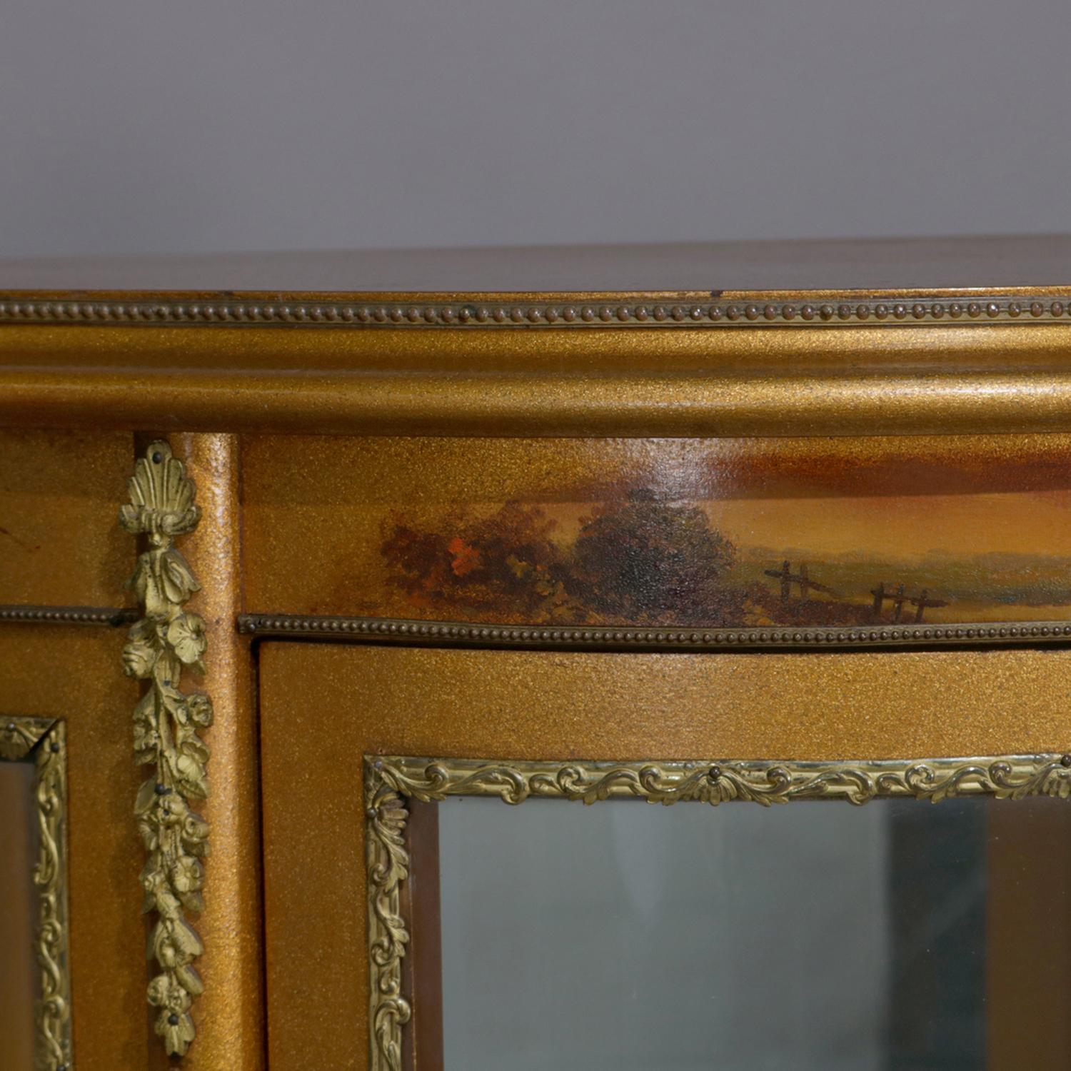 Antique French Louis XV Hand-Painted and Gilt Vernis Martin Display Vitrine 4