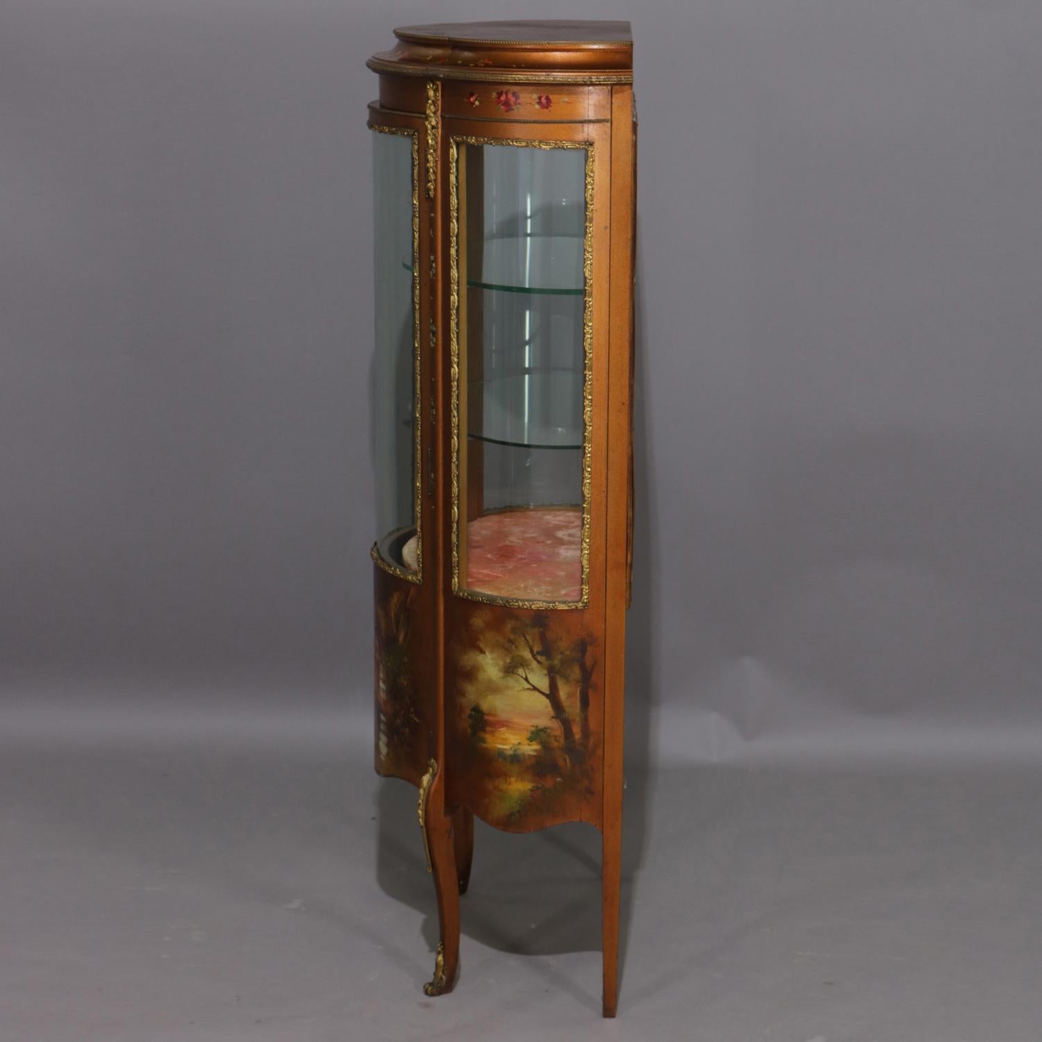 Antique French Louis XV Hand-Painted and Gilt Vernis Martin Display Vitrine 3