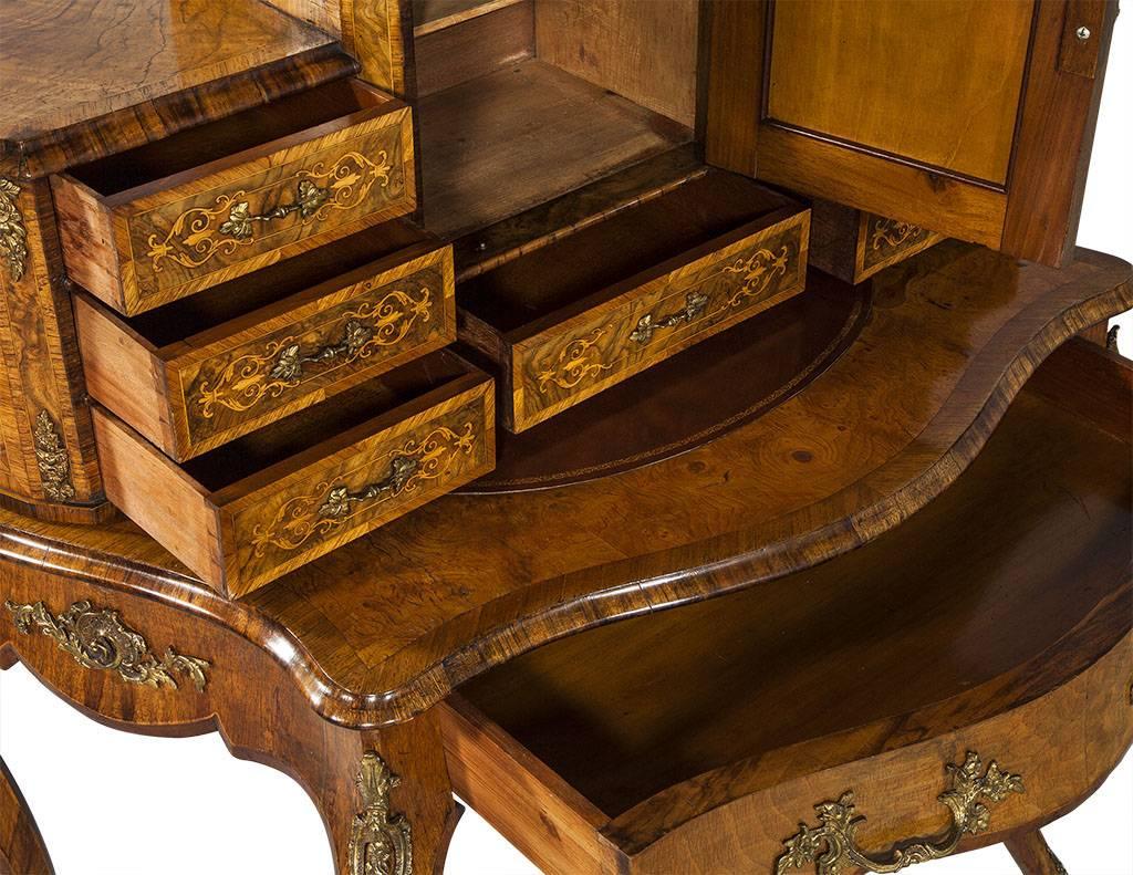 Antique French Louis XV Inlaid Escritoire Vanity Desk In Excellent Condition In North York, ON
